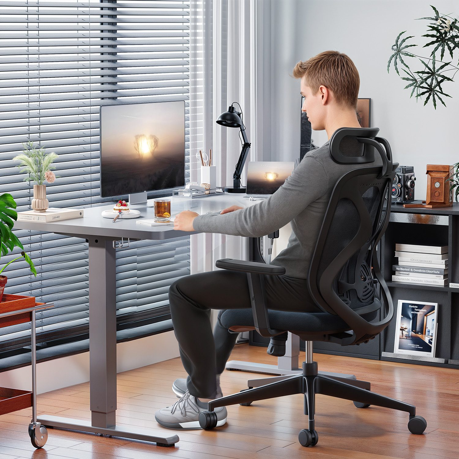 HOMALL Schreibtisch Schreibtisch Höhenverstellbarer mit Gedächtnis und Sitz günstig online kaufen