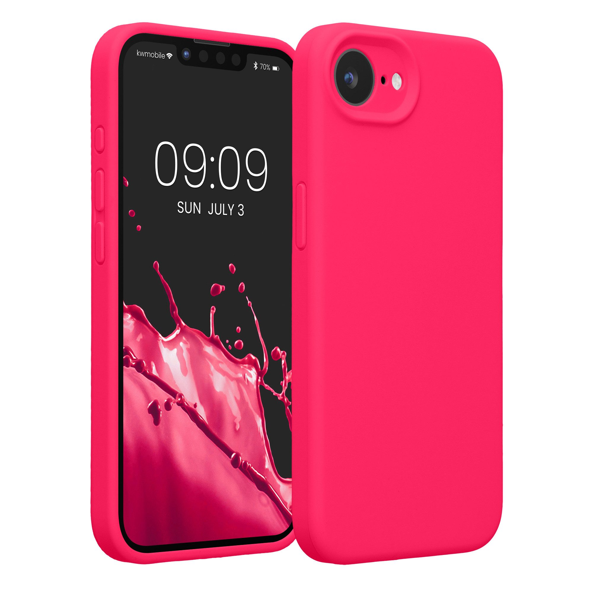 kwmobile Smartphone-Hülle Handyhülle für Apple iPhone 17e / iPhone 16e Hülle, Hülle Silikon gummiert - Handyhülle - Handy Case in Neon Pink