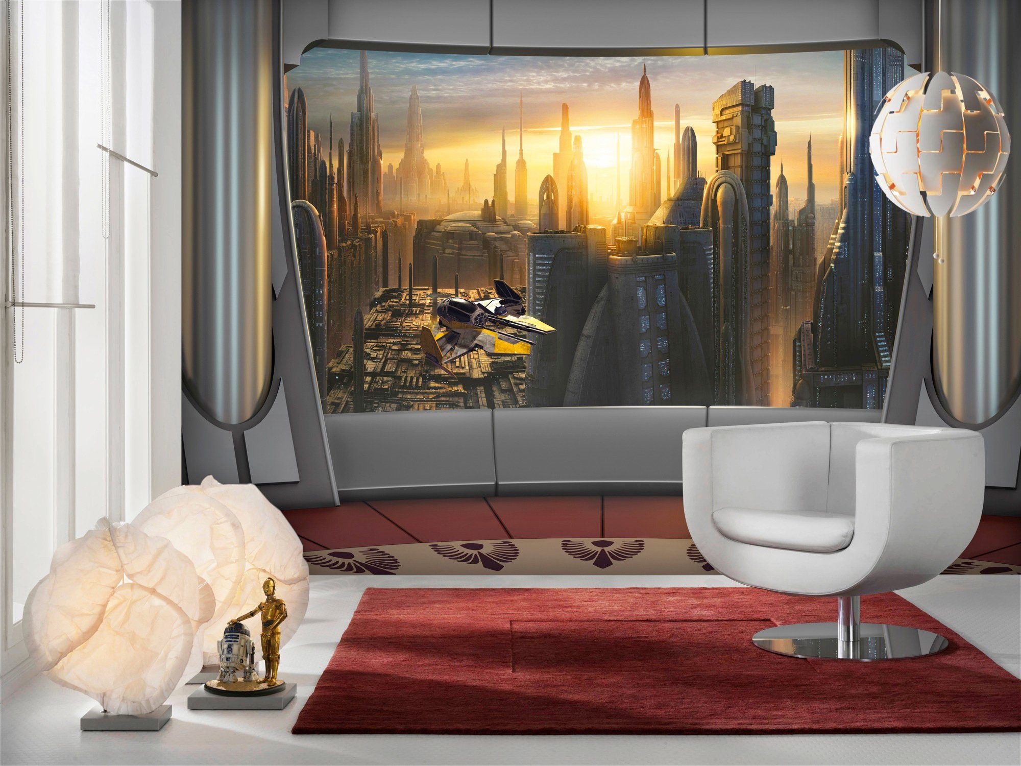 Komar Fototapete STAR WARS Coruscant View - Größe 368 x 254 cm, glatt, bedruckt, Kinderzimmer