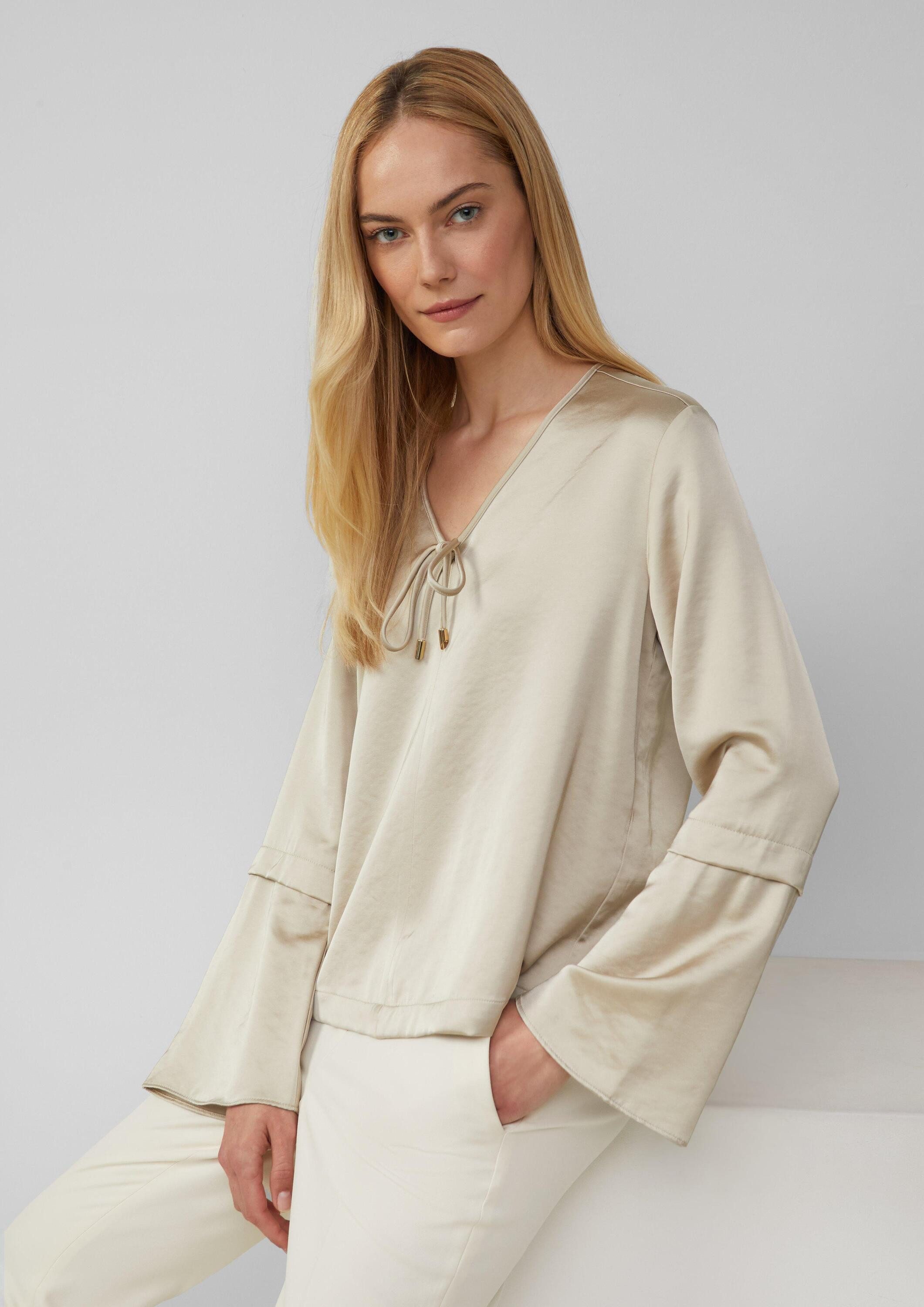 s.Oliver Langarmbluse Bluse Satinbluse mit Volantärmeln günstig online kaufen