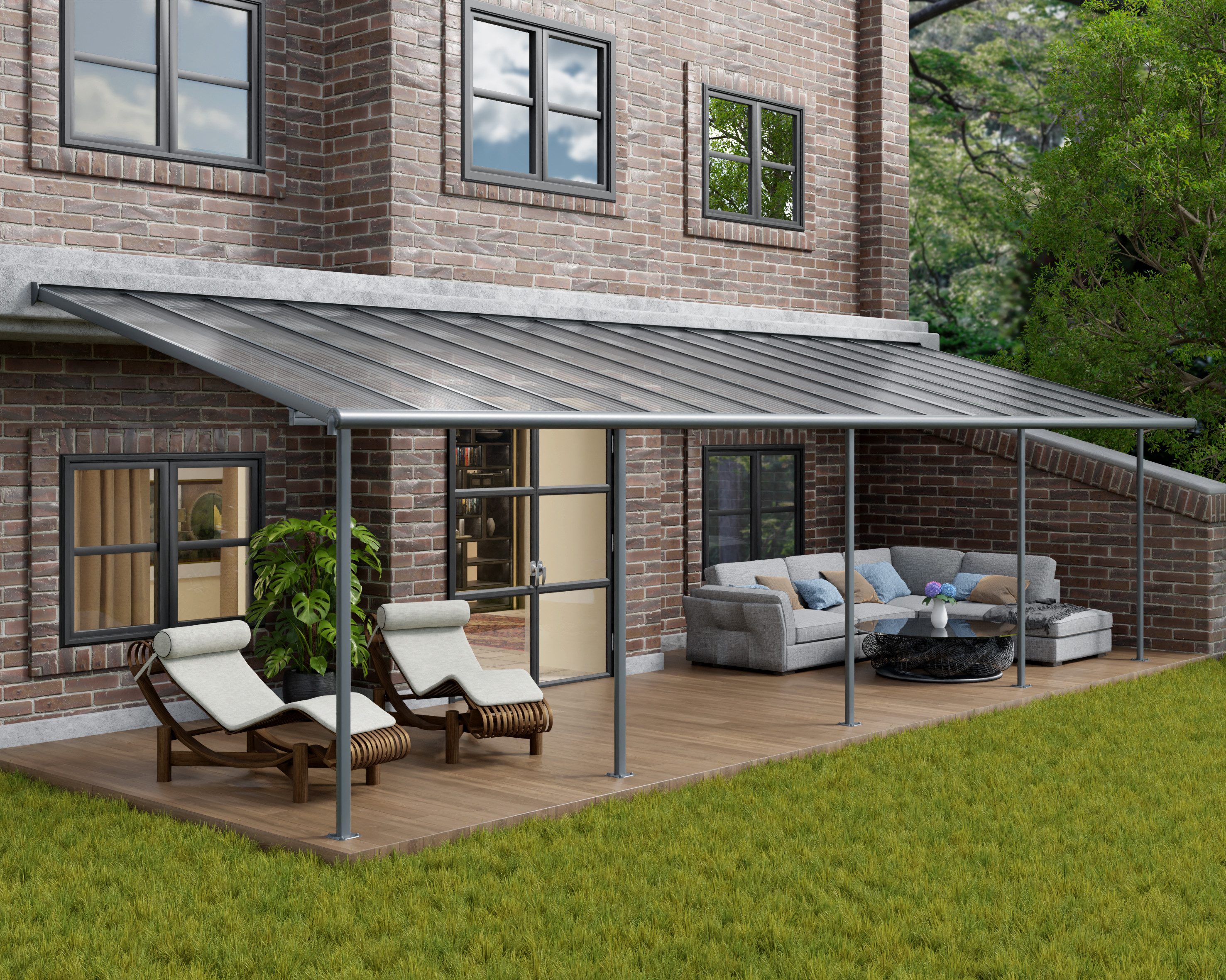 Palram - Canopia Terrassendach Sierra Alu Terrassenüberdachung, BxT: 971x295 cm, einfache DIY Montage