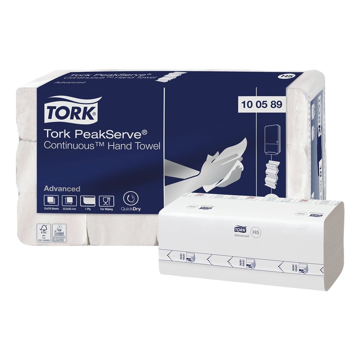 TORK Papierhandtuch PeakServe® Continuous Advanced H5, 1-lagig, Tissue, 20,1x22,5 cm, weiß, 3240 Blatt