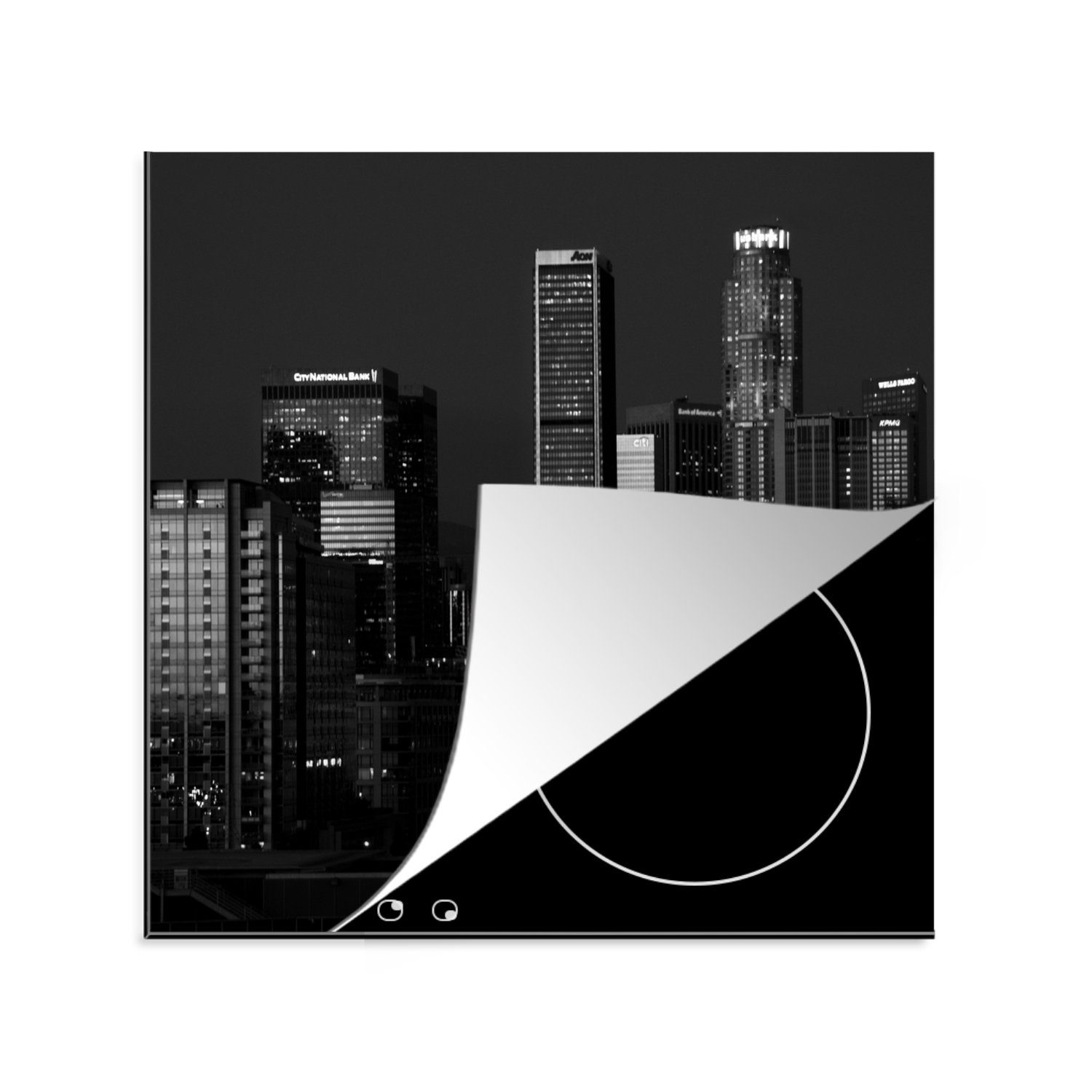 MuchoWow Herdblende-/Abdeckplatte für cm, Weiß, tlg), Angeles Büro (1 küche - Vinyl, - Ceranfeldabdeckung, Los Arbeitsplatte Schwarz 78x78 