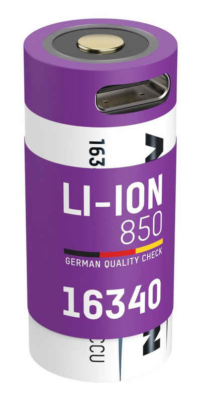 ANSMANN AG Li-Ion Akku16340 Lithium Accu wiederaufladbar CR123A USB-C Eingang Akku 850 mAh (3.7 V)