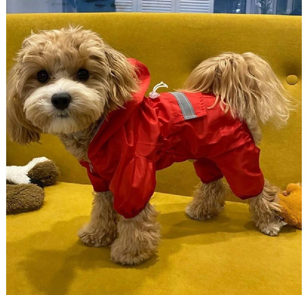 Thumbnail - RWEUOQ Hundemantel Hund Regenmantel mit Kapuze, Wasserdicht Winddicht Regensjacke, Einstellbare Doppellagige Hundejacke ...
