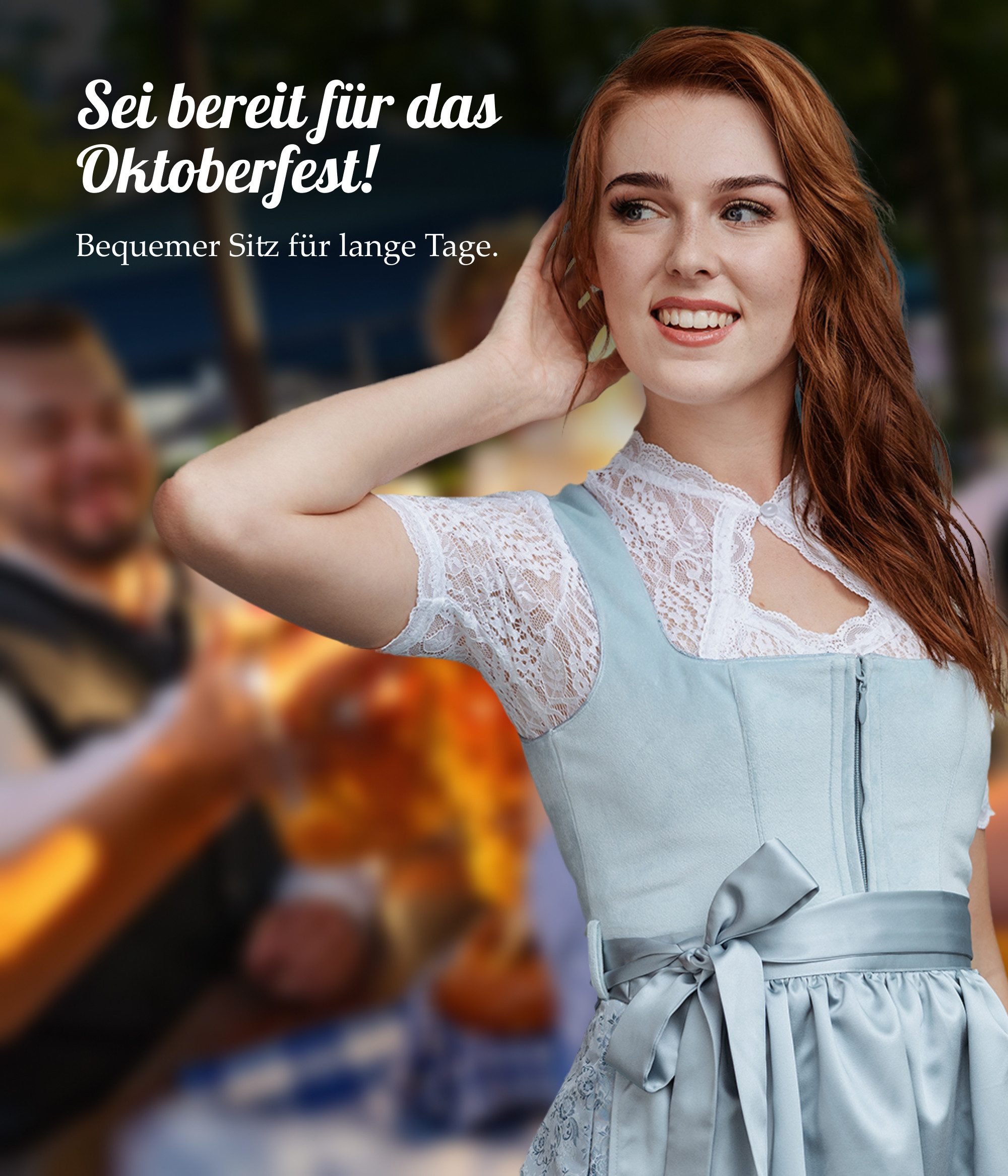 HOFGLANZ Dirndl Dirndl Damen Samt hellblau, günstig online kaufen