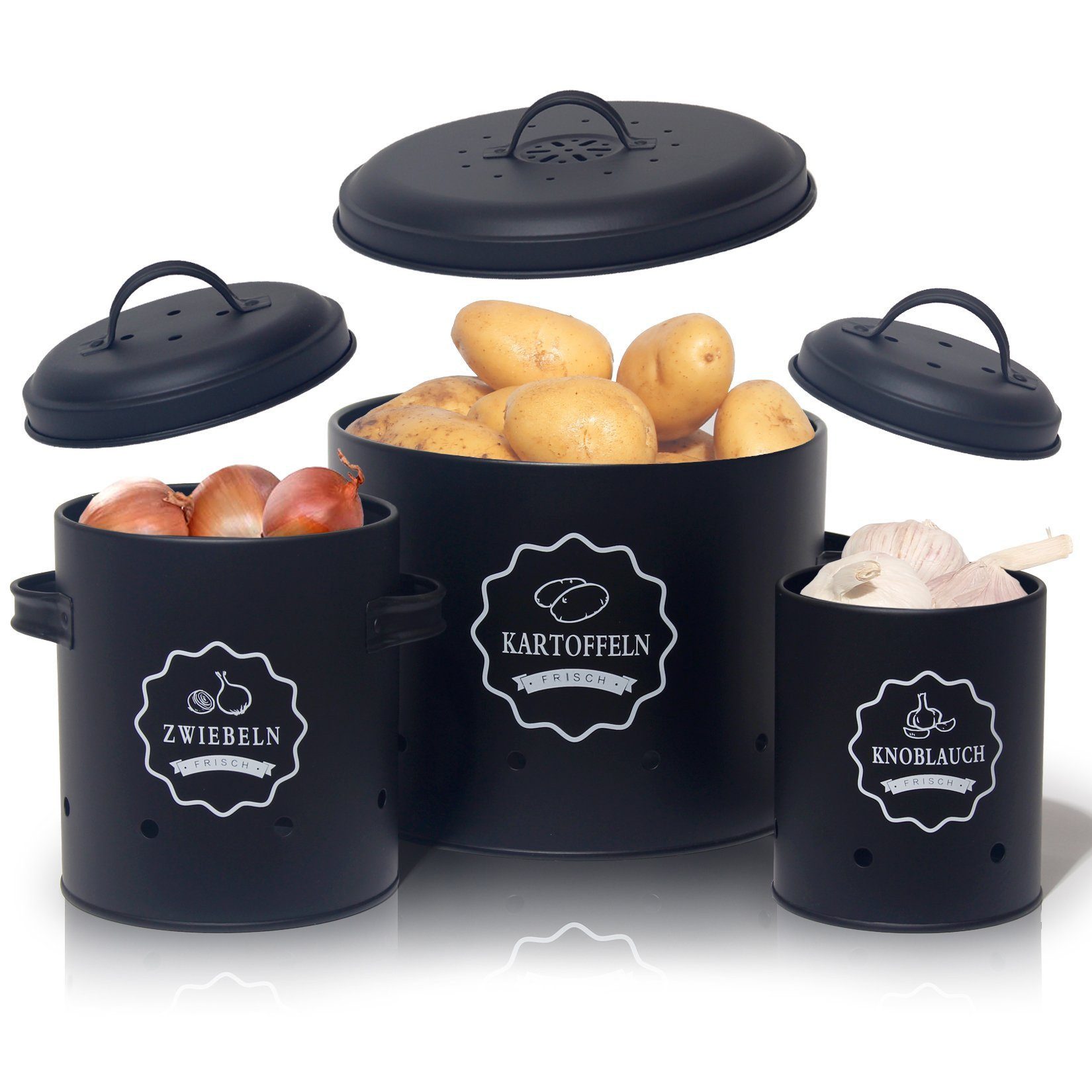 Vorratsdose Vorratsdosen für Kartoffeln,Zwiebeln,Knoblauch mit360° Luftzirkulation
