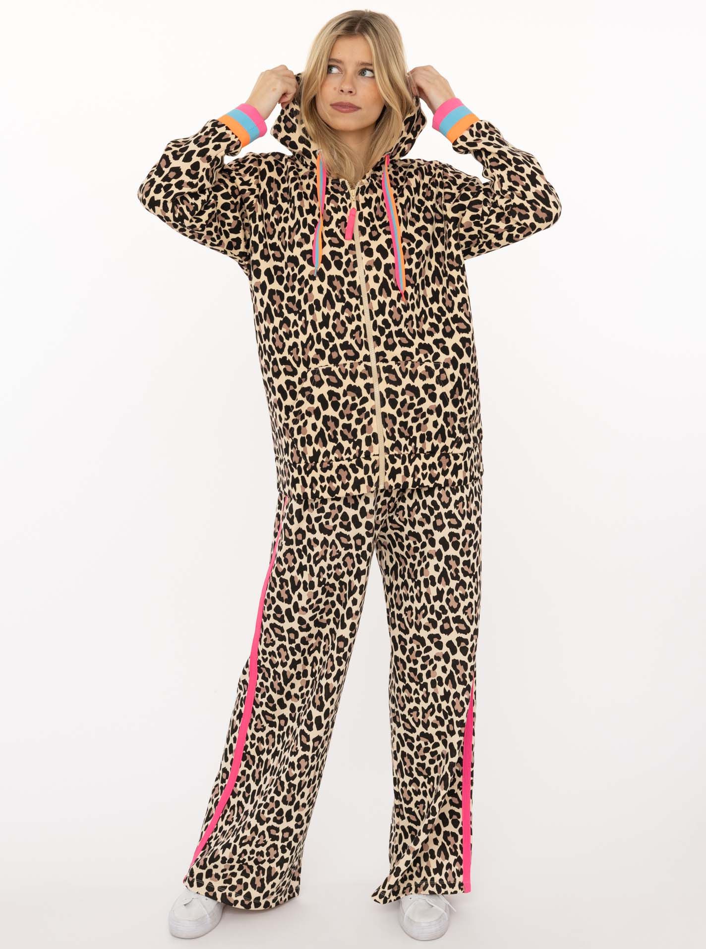 Zwillingsherz Sweathose "Leo" Leo Muster, pinker Streifen an der Seite, Eingriffstaschen