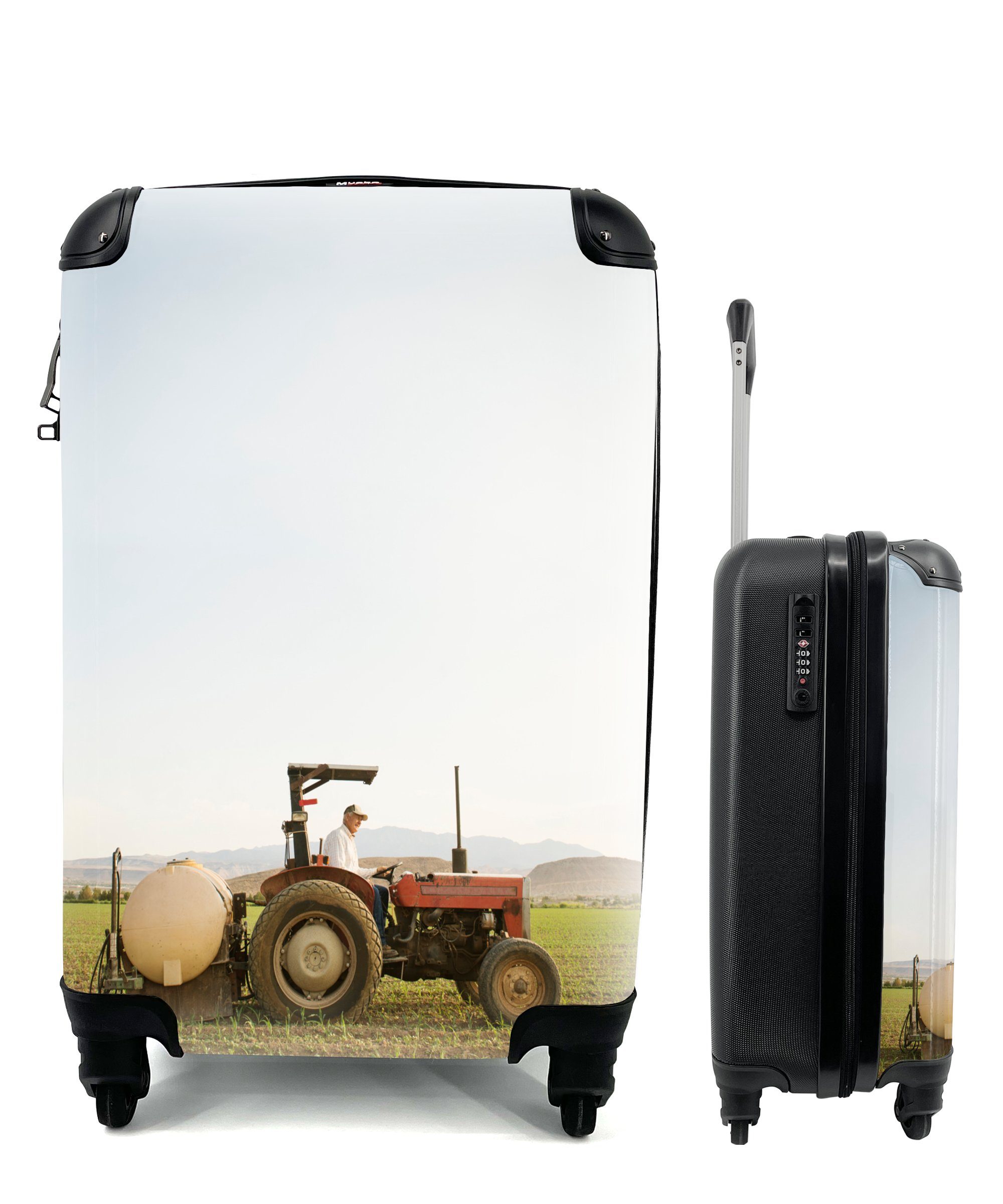 MuchoWow Handgepäckkoffer Traktor - Landwirt - Berg, 4 Rollen, Reisetasche mit rollen, Handgepäck für Ferien, Trolley, Reisekoffer