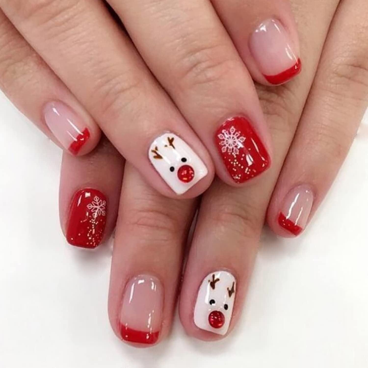 LuxusKollektion Kunstfingernägel Nägel Zum Aufkleben Kurz Rot Eckig Weihnachten
