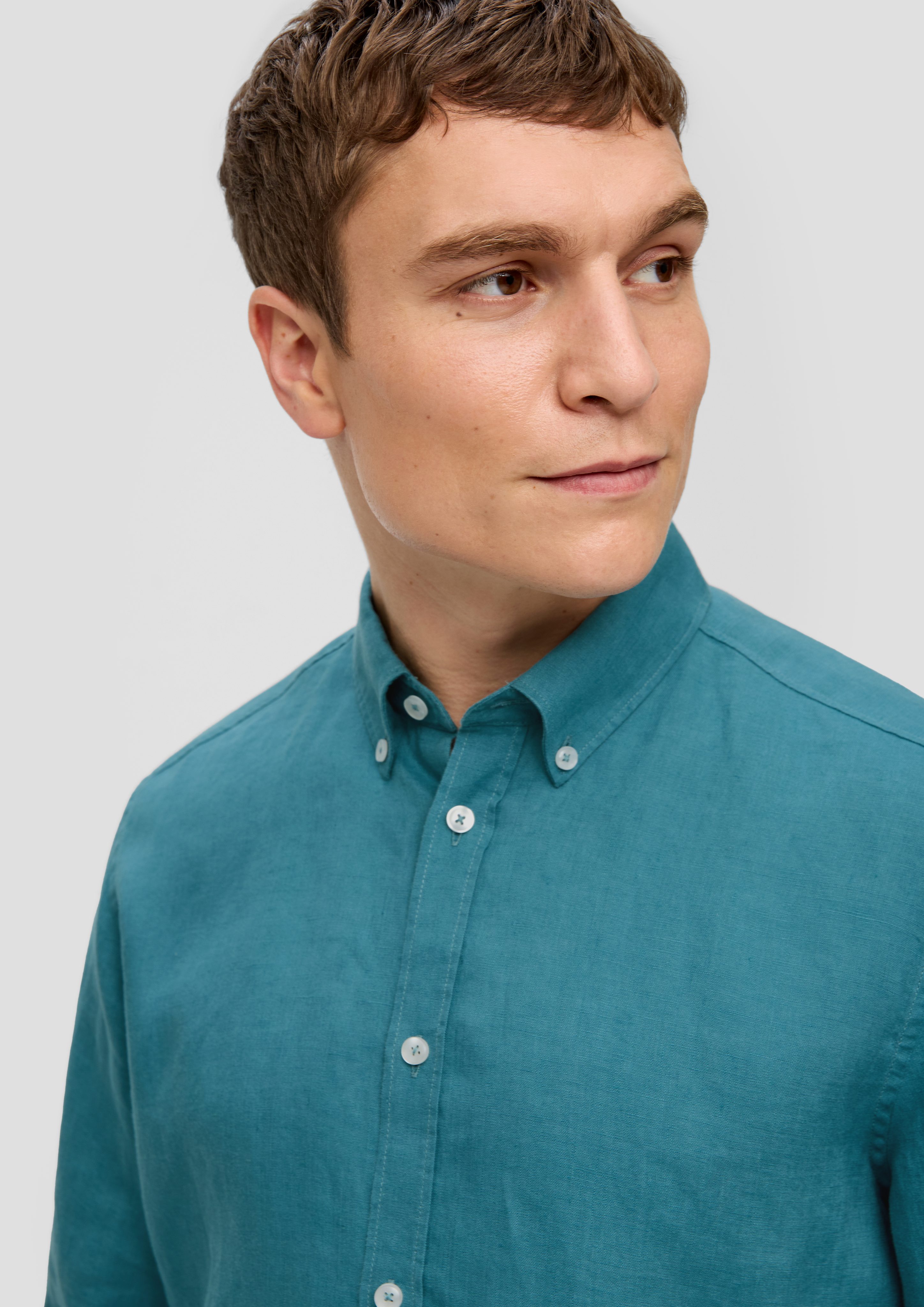 s.Oliver Langarmhemd Leinenhemd mit Button-Down-Kragen günstig online kaufen