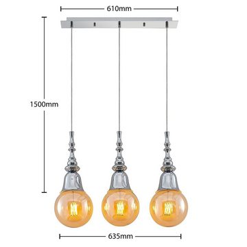 Lucande Hängeleuchte Gesja, dimmbar, Leuchtmittel nicht inklusive, Modern, Eisen, chrom, 3 flammig, E27, Deckenlampe, Esstischlampe