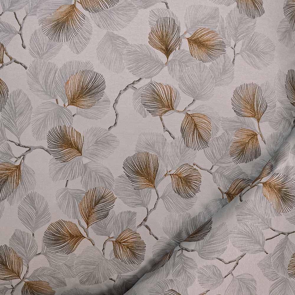 Estella Bettwäsche Estella Mako Jersey Bettwäsche 135x200 Rebecca grau Äste Blätter gold, Mako-Jersey, 2 teilig – Bild 3 von 5