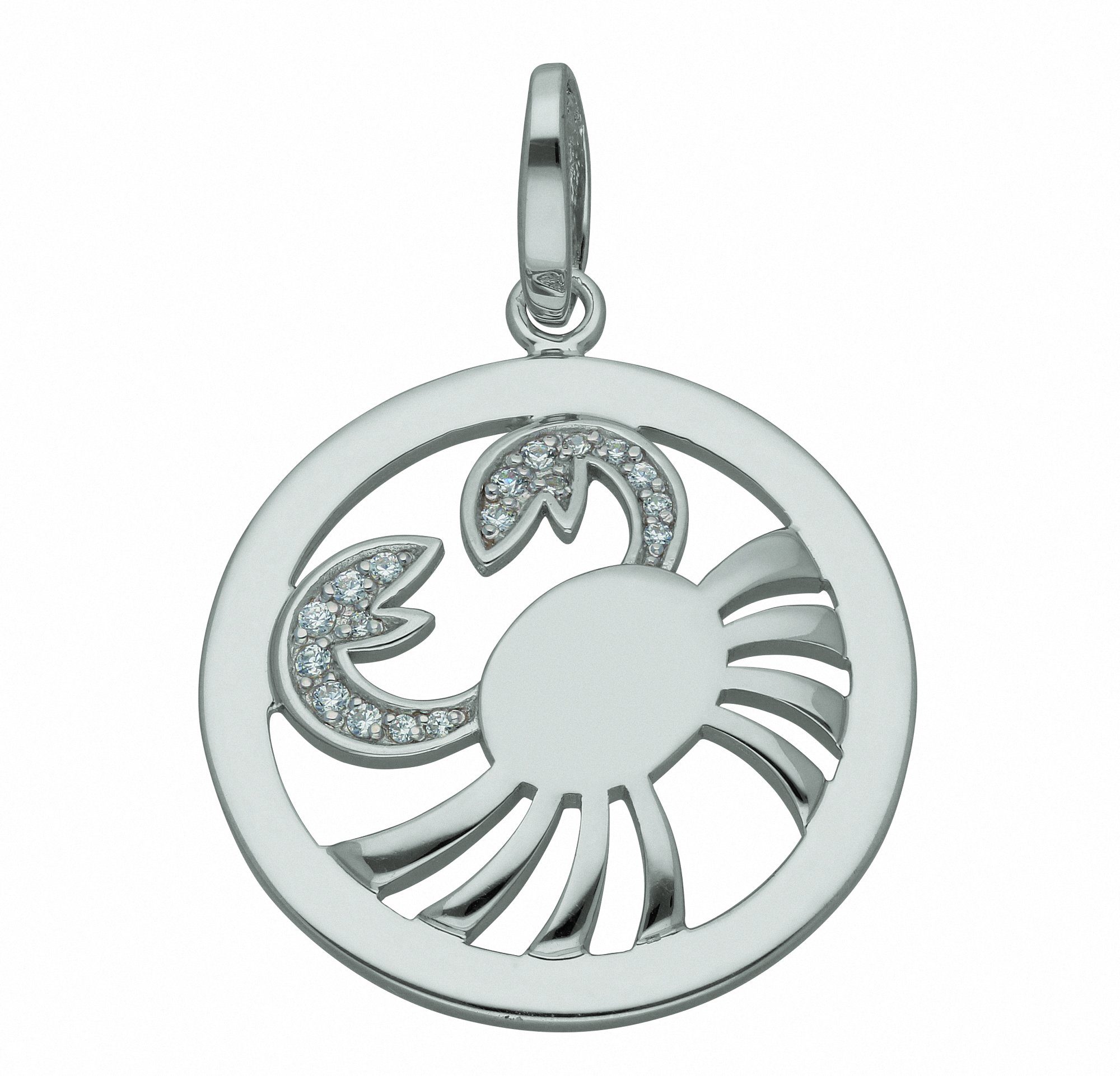 Adelia´s Kette ohne Anhänger 925 Silber Sternzeichen Anhänger Krebs mit Zirkonia Ø 25,2 mm, Schmuckset - Set mit Halskette | Silberketten