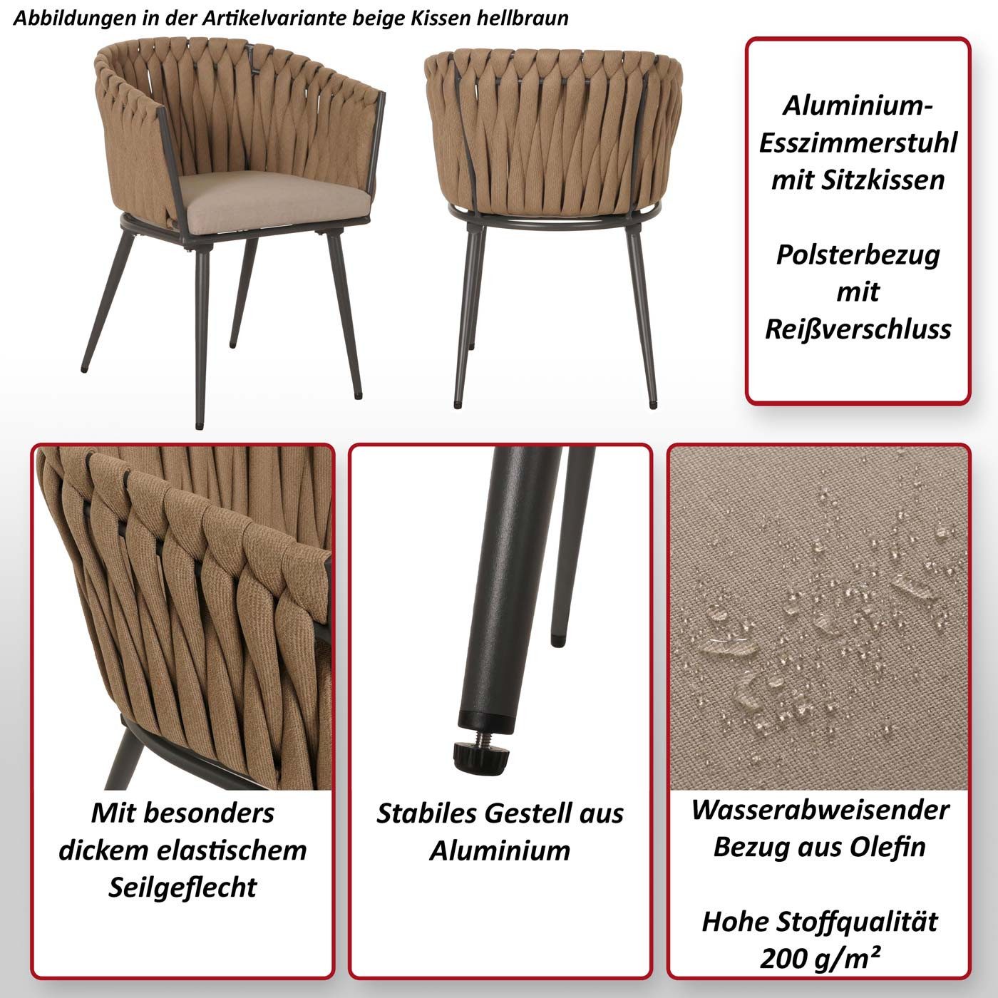MCW Esszimmerstuhl MCW-N38-I-2 (2er-Set), Mit besonders dickem elastischem Seilgeflecht – Bild 4 von 5