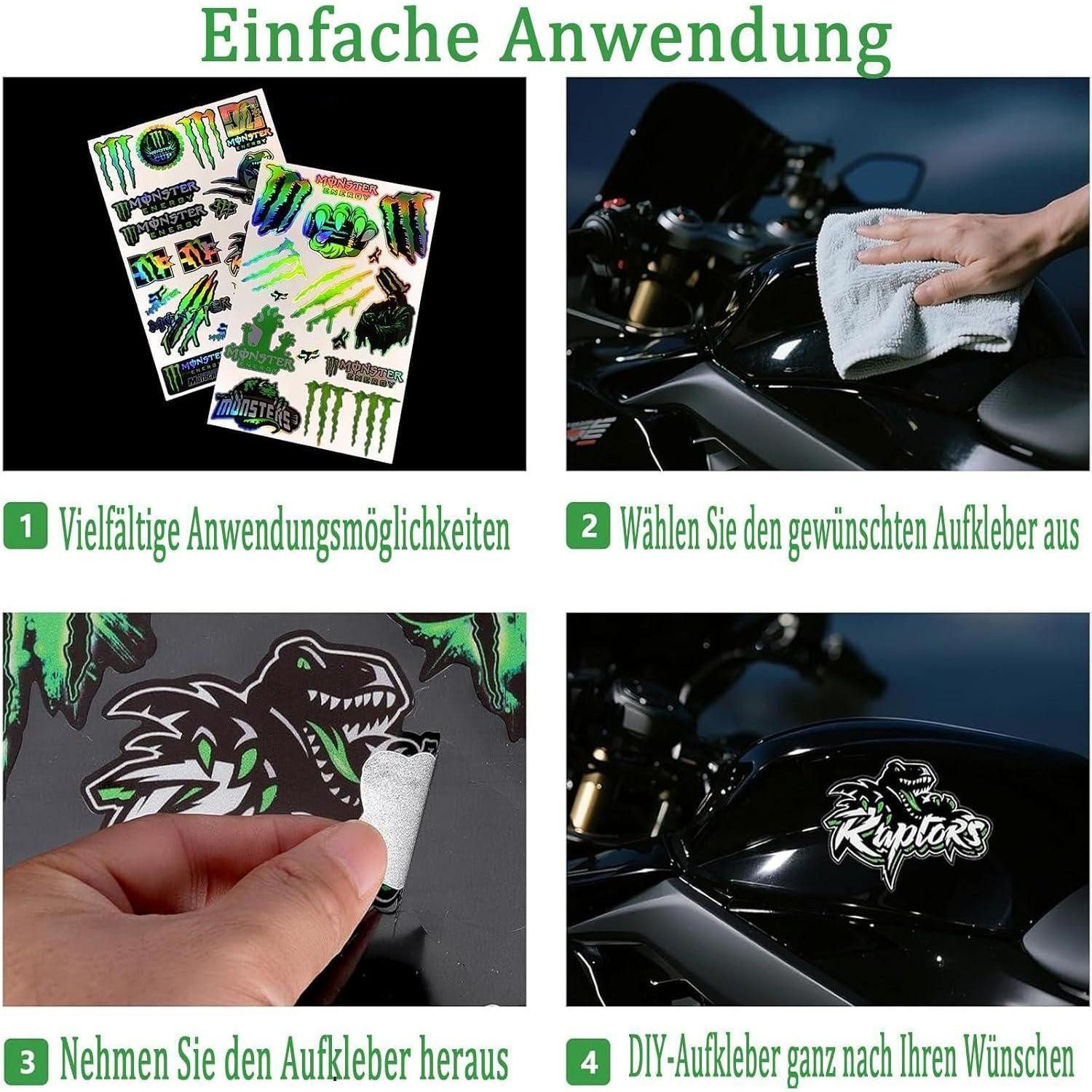 LuxusKollektion Reflektor-Aufkleber Aufkleber 2er Set reflektierend wasserfest für Motorrad Auto