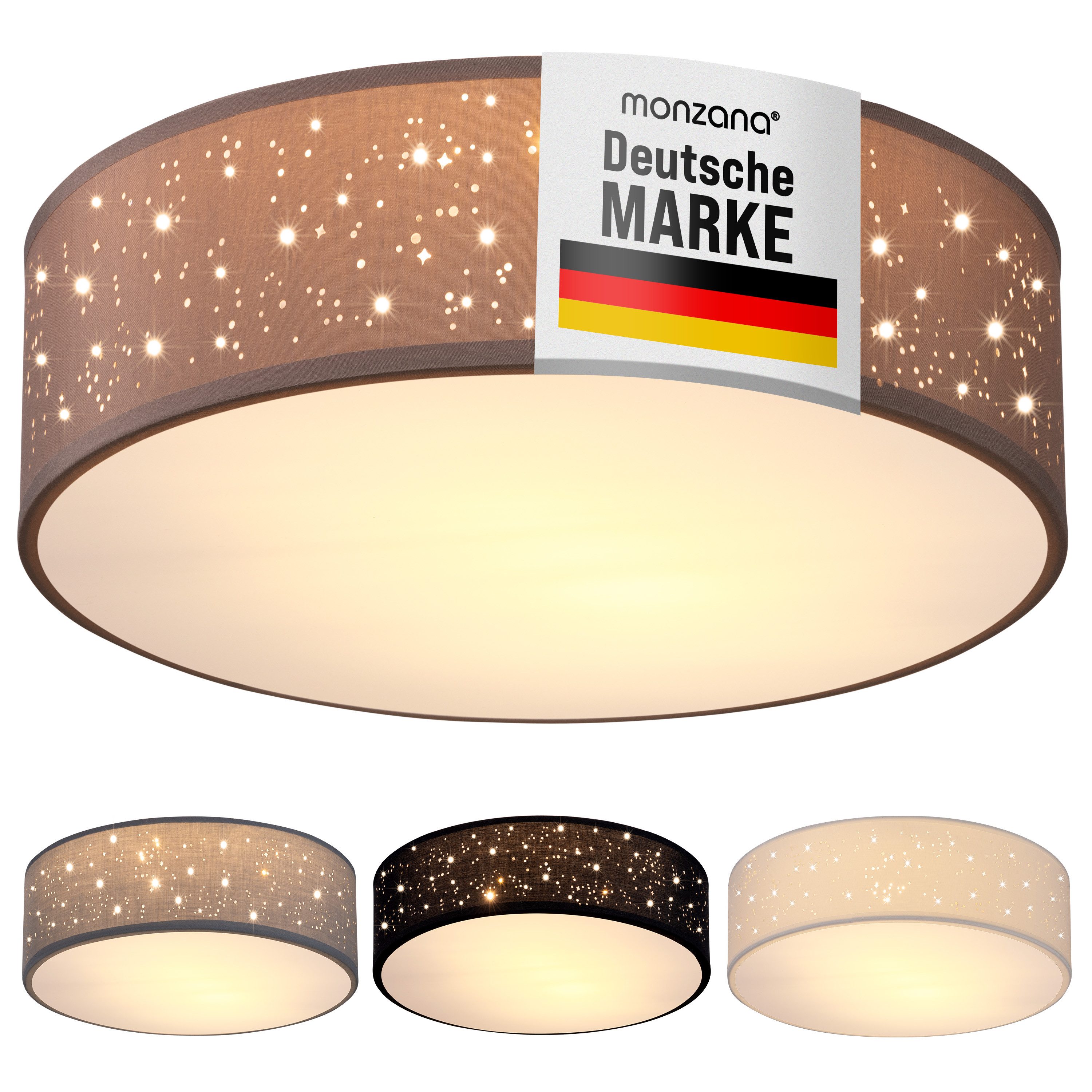 monzana Deckenleuchte, 38 cm, Sternenhimmel Rund Stoffschirm 38 cm 2-Flammi günstig online kaufen