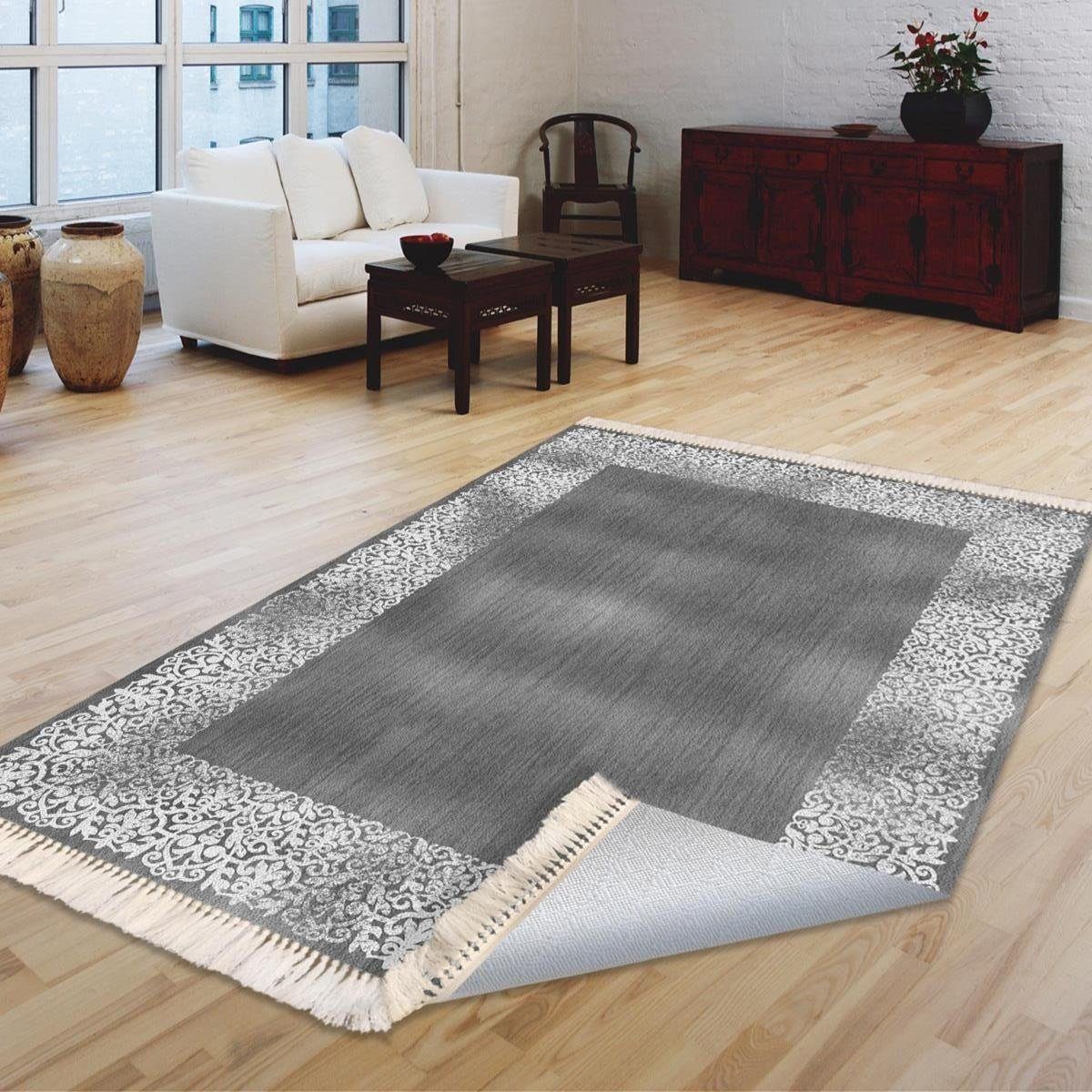 Teppich Klassisch Flachteppich Textilien, Universell mm, 6x in Waschmaschinengeeignet Fußbodenheizungsgeeignet Läufer Grau Höhe: einsetzbar, 6 Größen, Jungengel