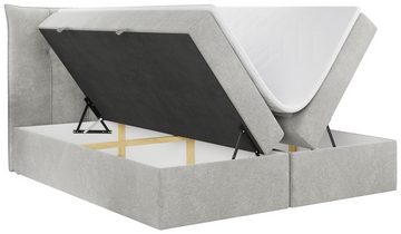 MKS MÖBEL Boxspringbett PREMIUM 10, Doppelbett mit Bettkasten für Schlafzimmer, Polsterbett mit Kopfteil
