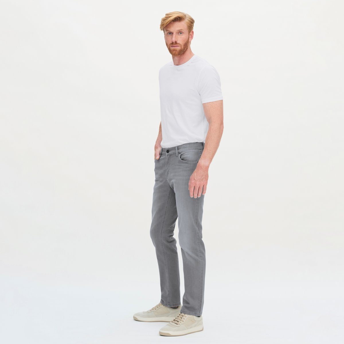 LIVING Stil Grey im 5-Pocket Jerseyhose Moderner Denim CRAFTS BOSCO Schnitt