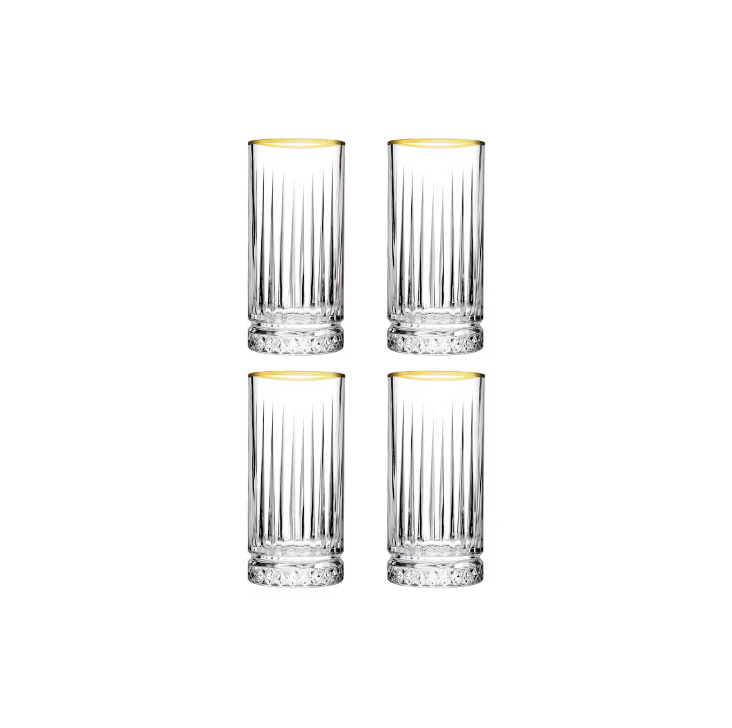 Pasabahce Gläser-Set Golden Touch Eylsia Longdrinkgläser 365 ml mit Goldrand - 4er Set, 4-tlg.