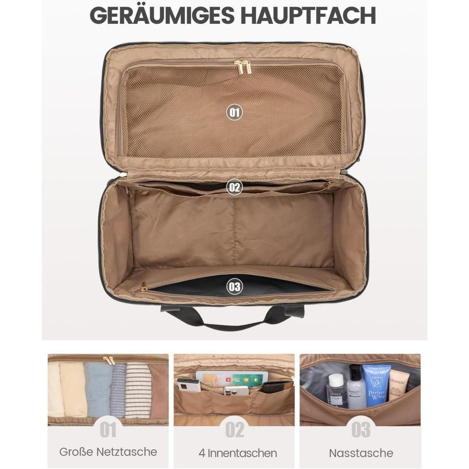 LuxusKollektion Weekender Reisetasche Weekender Damen Groß Wasserdicht Handgepäck Flugzeug Sport