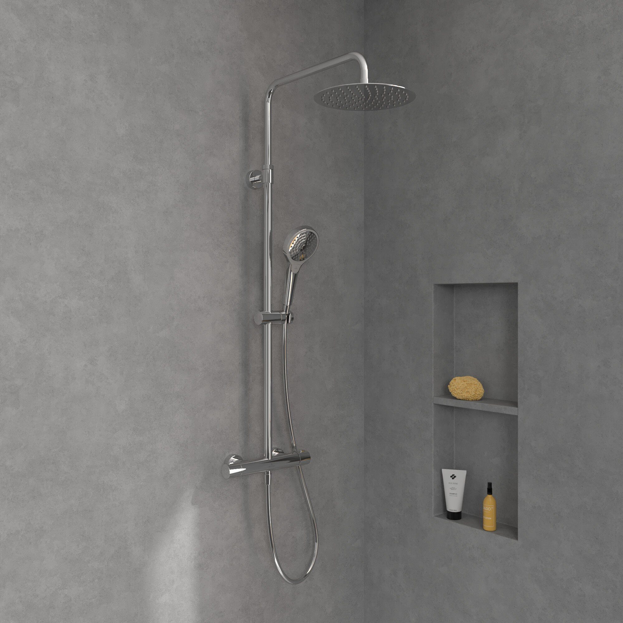 Showers, 3 Chrom Strahlart(en), Verve Höhe Boch Umsteller & Villeroy Duschsystem cm, - 109.3 Mit