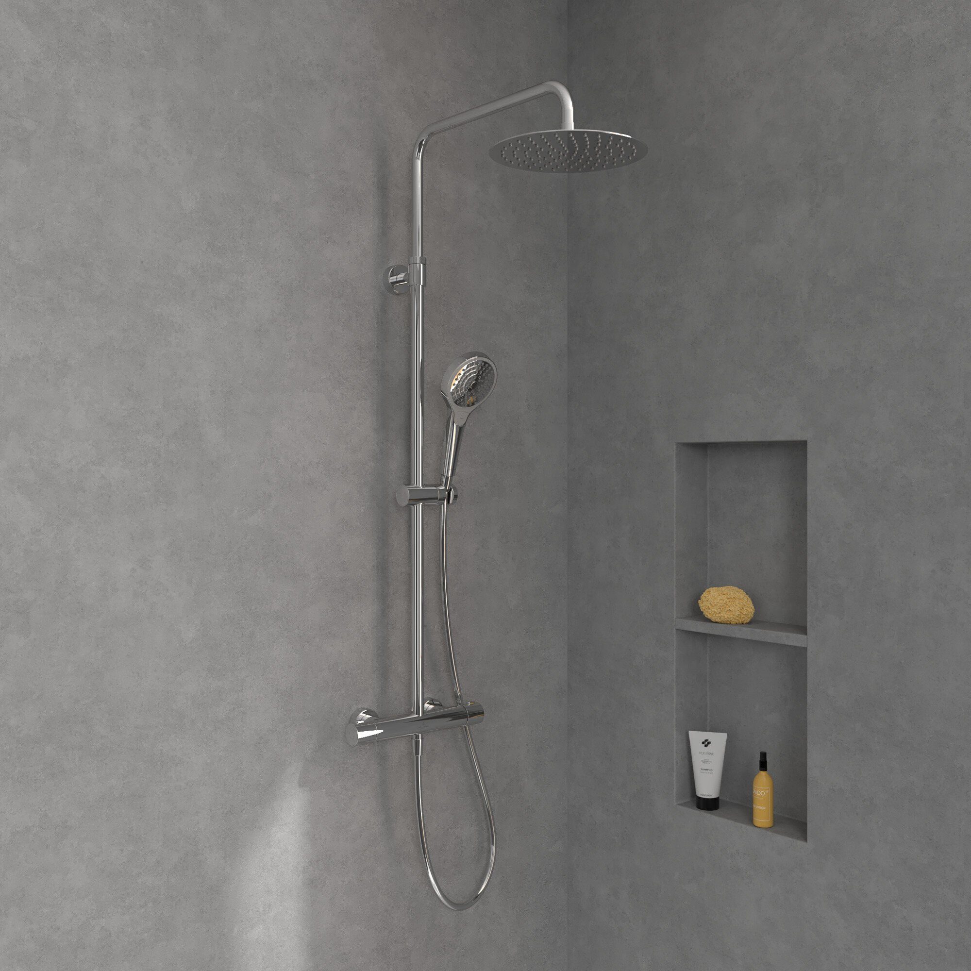 Villeroy & Boch Duschsystem Verve Showers, Höhe 109.3 cm, 3 Strahlart(en), Mit Umsteller - Chrom