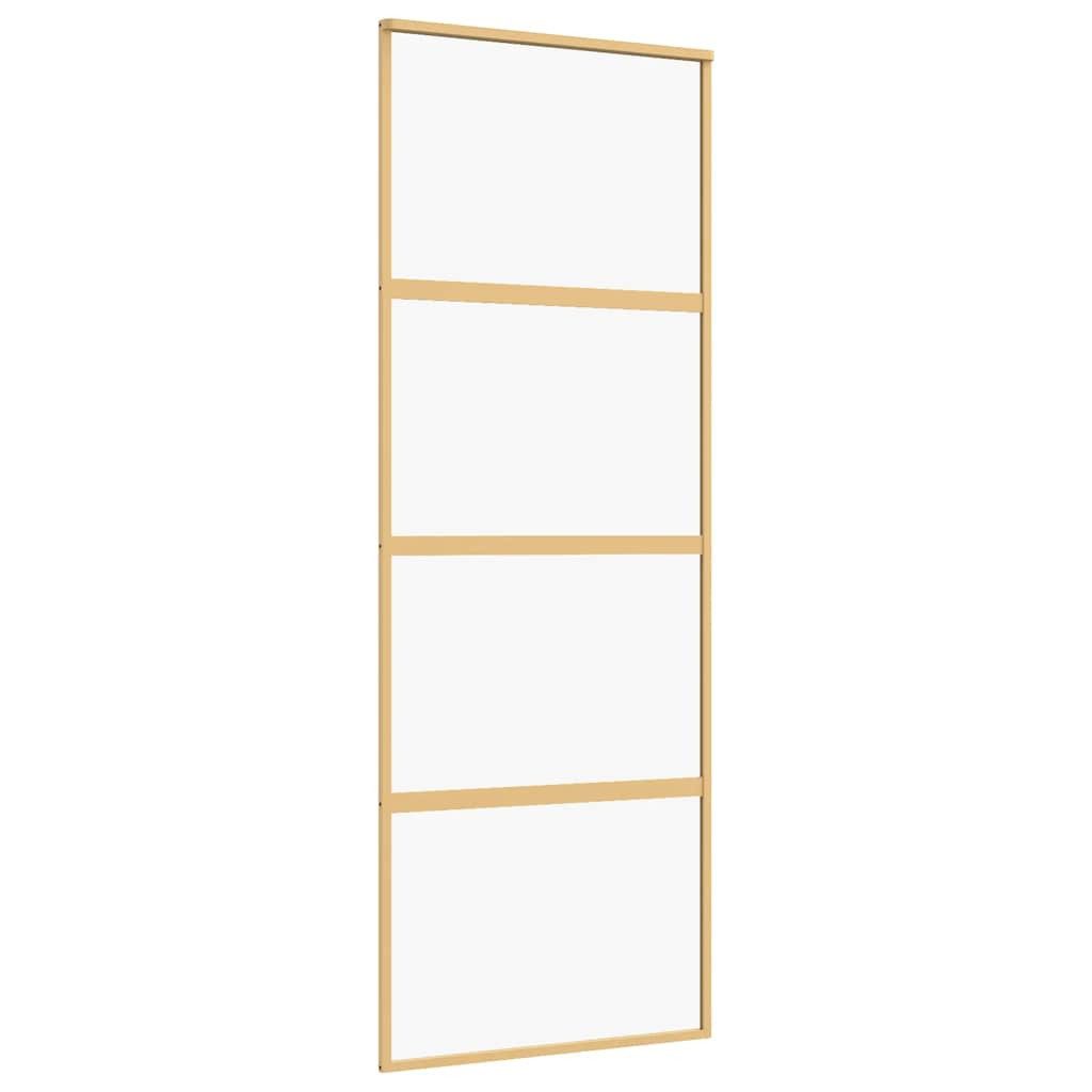 furnicato Schiebetür ESG-Klarglas Aluminium 76x205 cm Golden, Geräuschlose Glastür mit Türdämpfer für deinen Wohnbereich