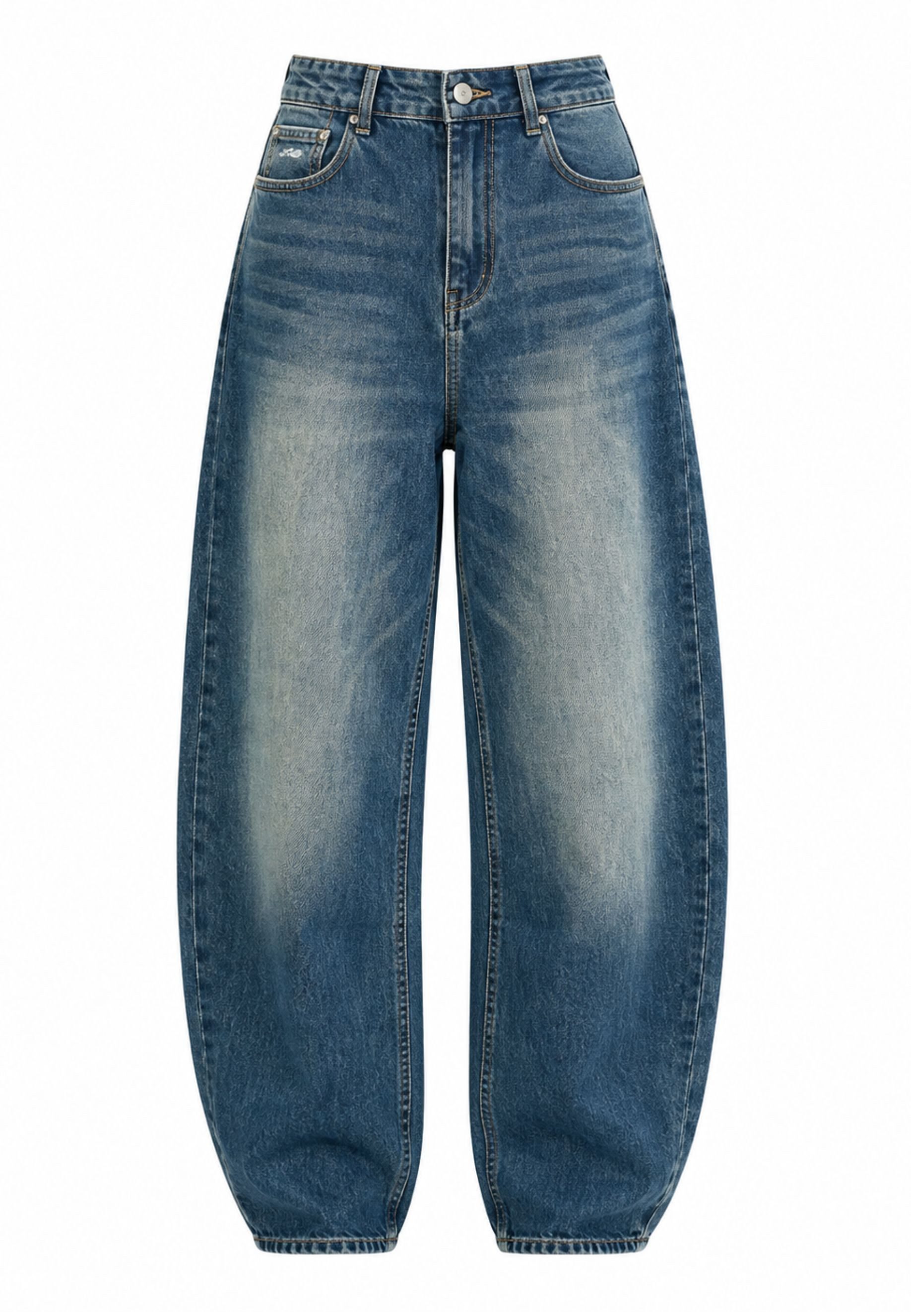 Elara Boyfriend-Jeans — Damen Barrel Jeans Ballon mit High Waist im Washed Look