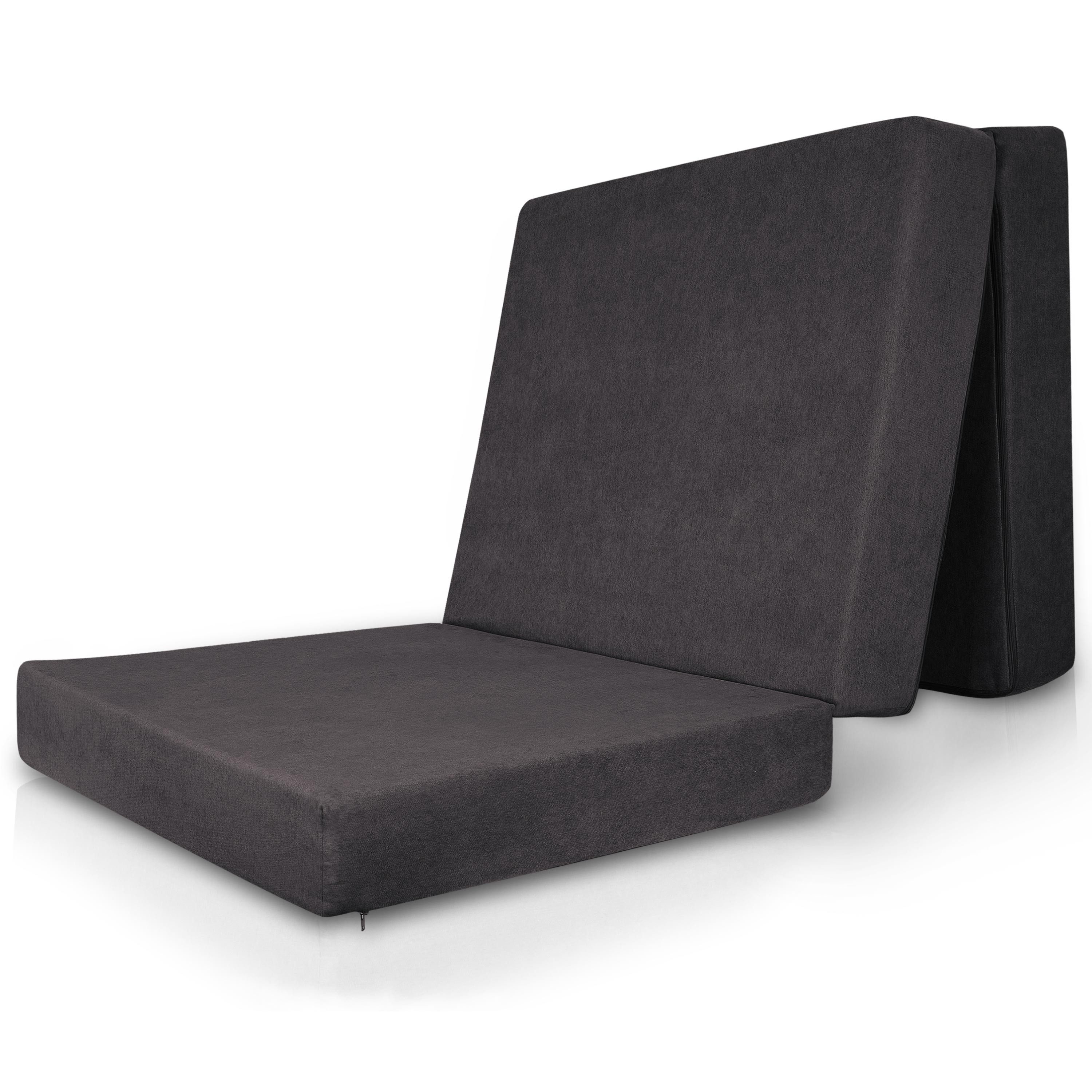 Klappmatratze Premium XL Klappmatratze Gästebett faltbar inkl. Tasche VS95, 90x200cm, Beautissu, 14 cm hoch, extra dick 14cm Visco-Matratze Härtegrad H3 waschbar Anthrazit