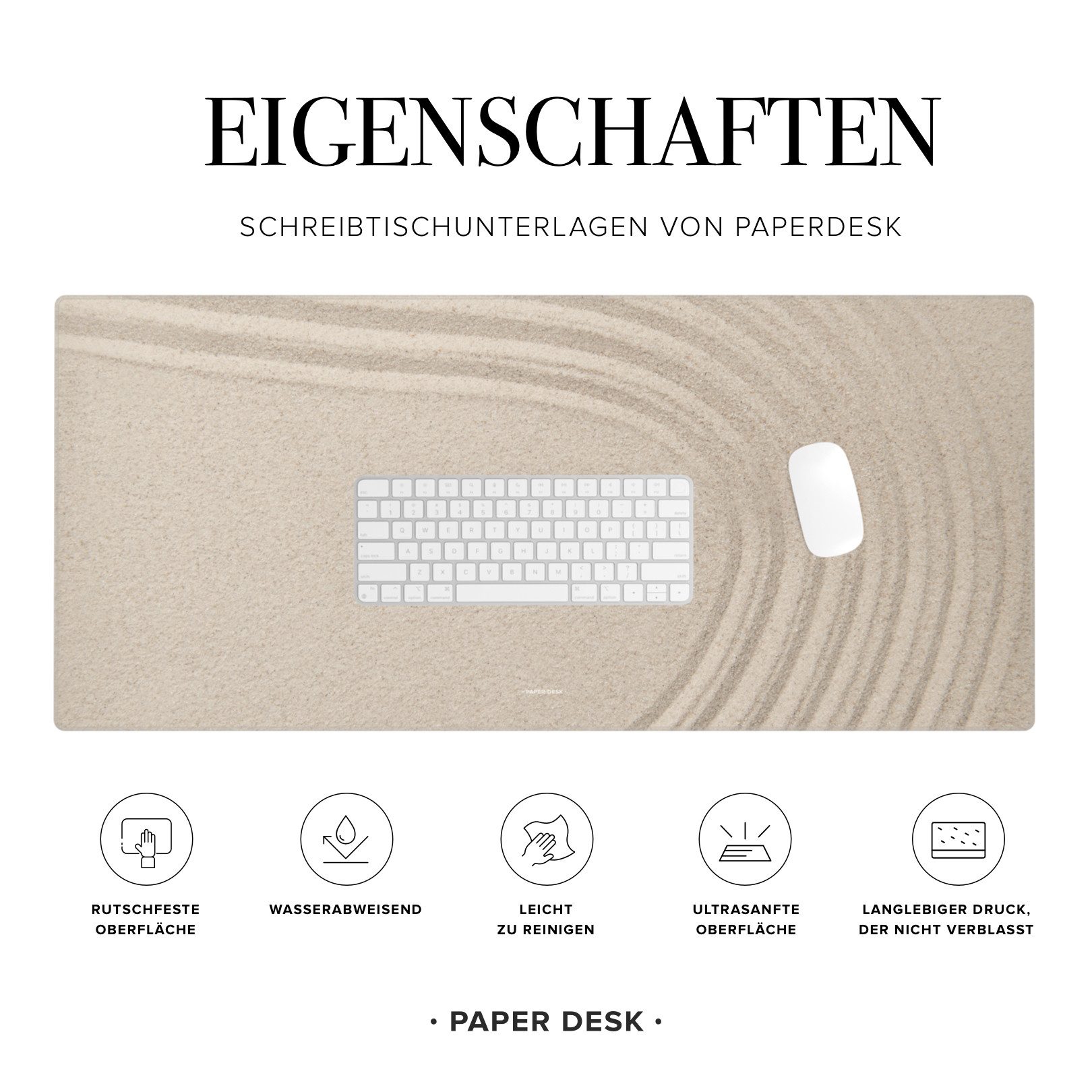 PAPER DESK Schreibtischunterlage XXL Mauspad Tischunterlage 90x40cm Desk Pad für Tastatur & Maus, (rutschfest & wasserabweisend, ultrasanfte Oberfläche)