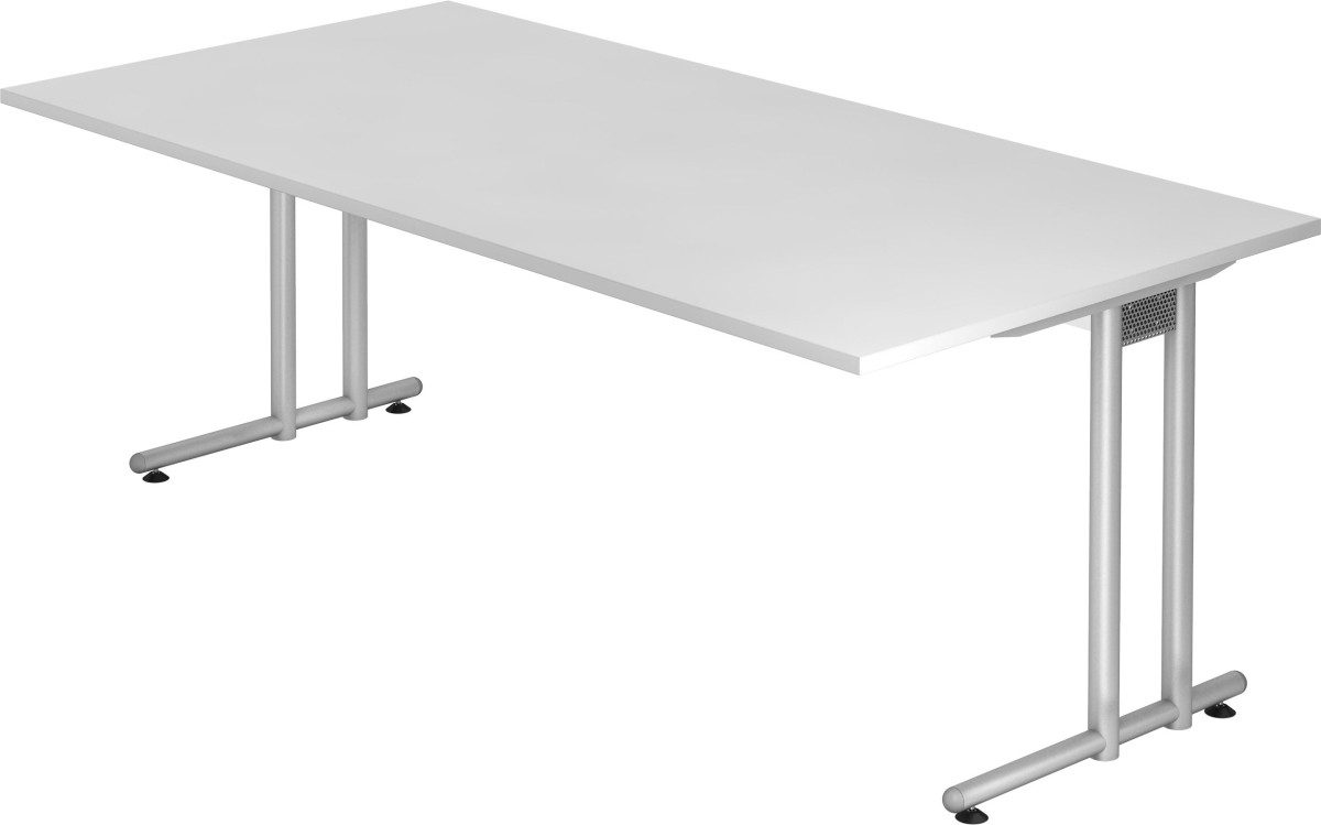 HAMMERBACHER Schreibtisch Schreibtisch 200x100cm Weiß/Silber