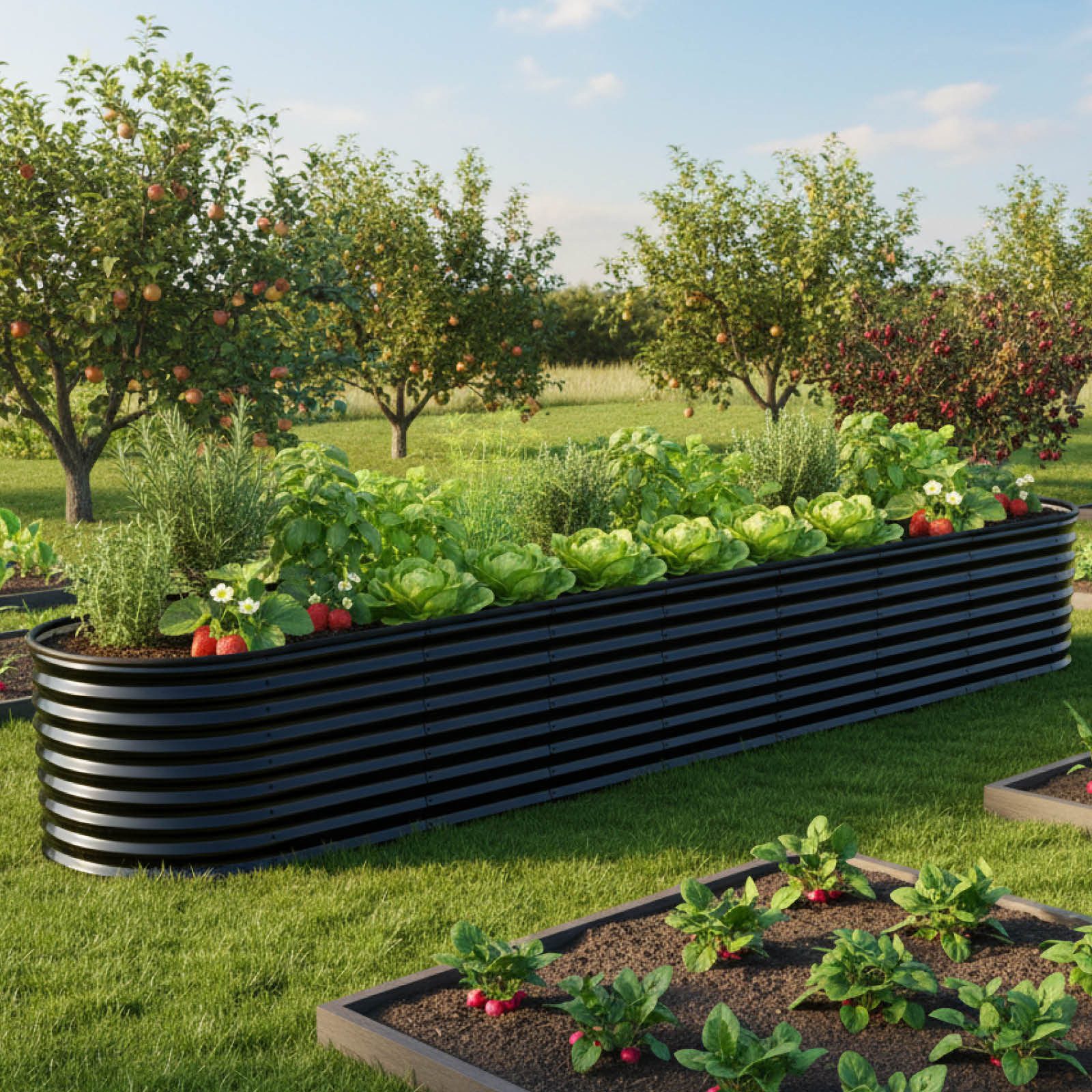 BRAST Hochbeet Metall Julia, 160x80x80-400x80x80cm, 8 Modelle, viel Zubehör (wetterfest ovale Form, für Gemüse Obst Kräuter & Blumen), Stahl rostfrei & verzinkt