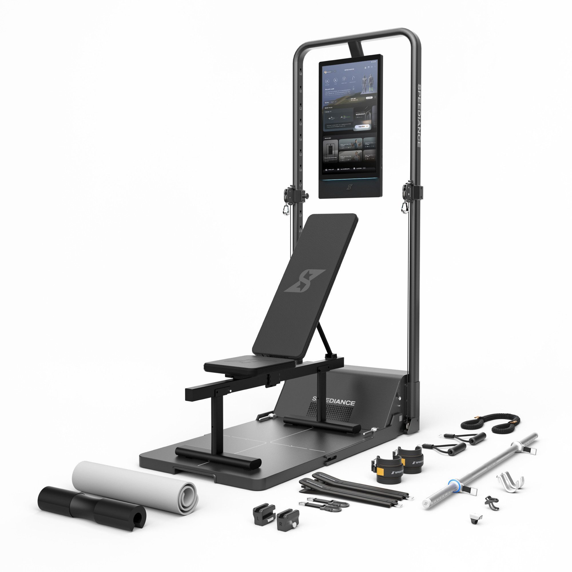 SPEEDIANCE Kraftstation Gym Monster 3, All-in-One-Smart-Home-Gym für Ganzkörpertraining, (mit verstellbarer Trainingsbank), Multifunktionale Smith-Maschine, Ganzkörper-Krafttrainingsgerät(Plus)