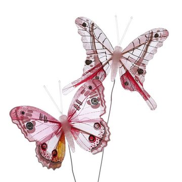 MARELIDA Dekofigur Deko Schmetterlinge am Draht Tischdeko Frühling Hochzeit Ostern 6St. (6 St)