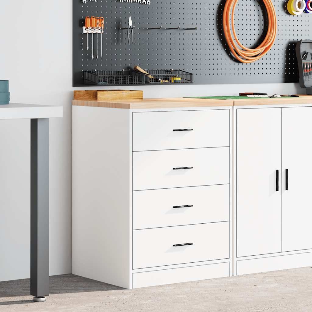 vidaXL Werkzeugschrank Garagen-Aufbewahrungsschrank Weiß 60x51x85 cm Massivholz Kiefer (1-St)