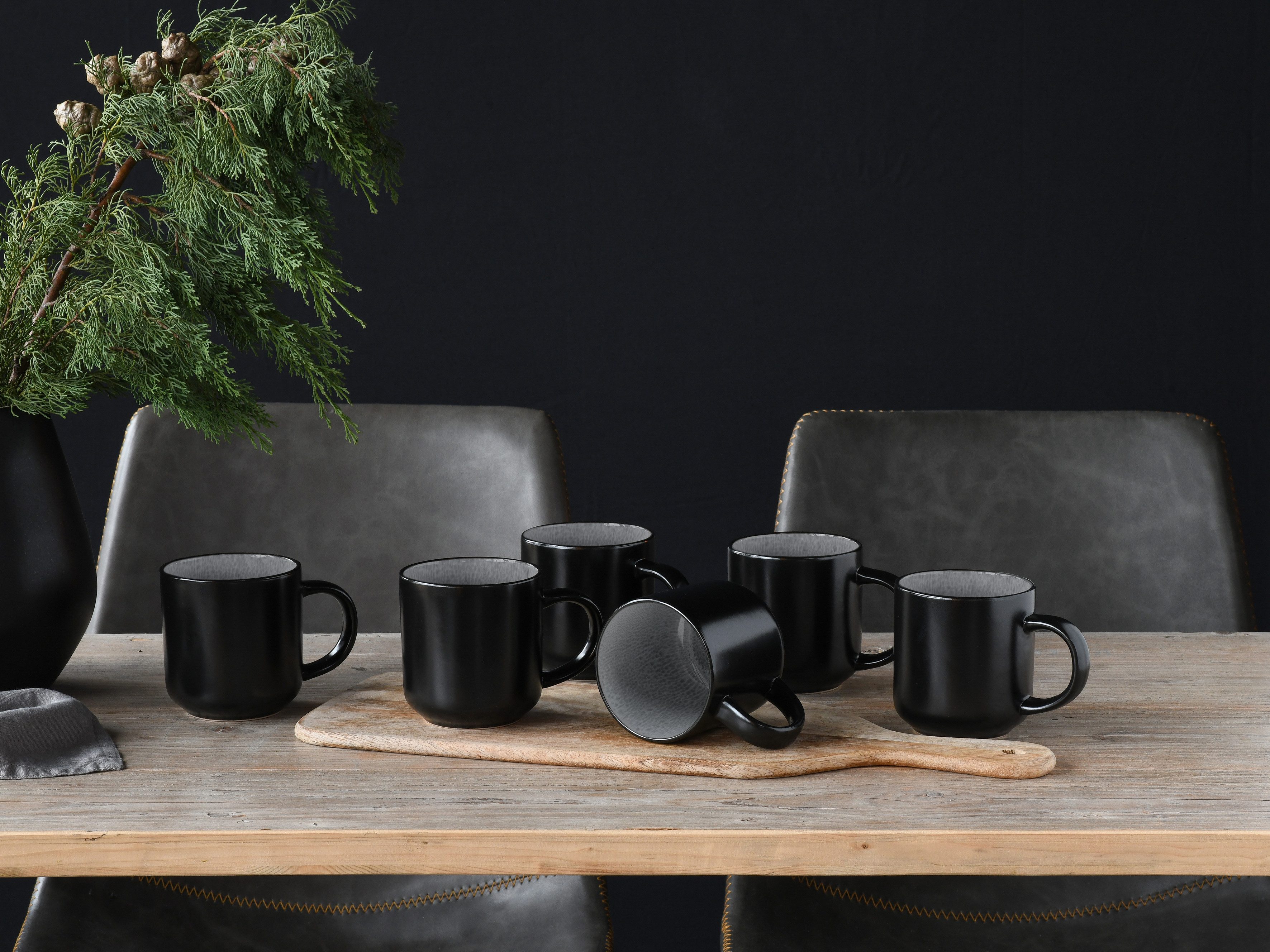 CreaTable Becher Nordic Fjord, 6-tlg., Steinzeug, Kaffeebecher, Tassen Set, 6-teilig, 285 ml