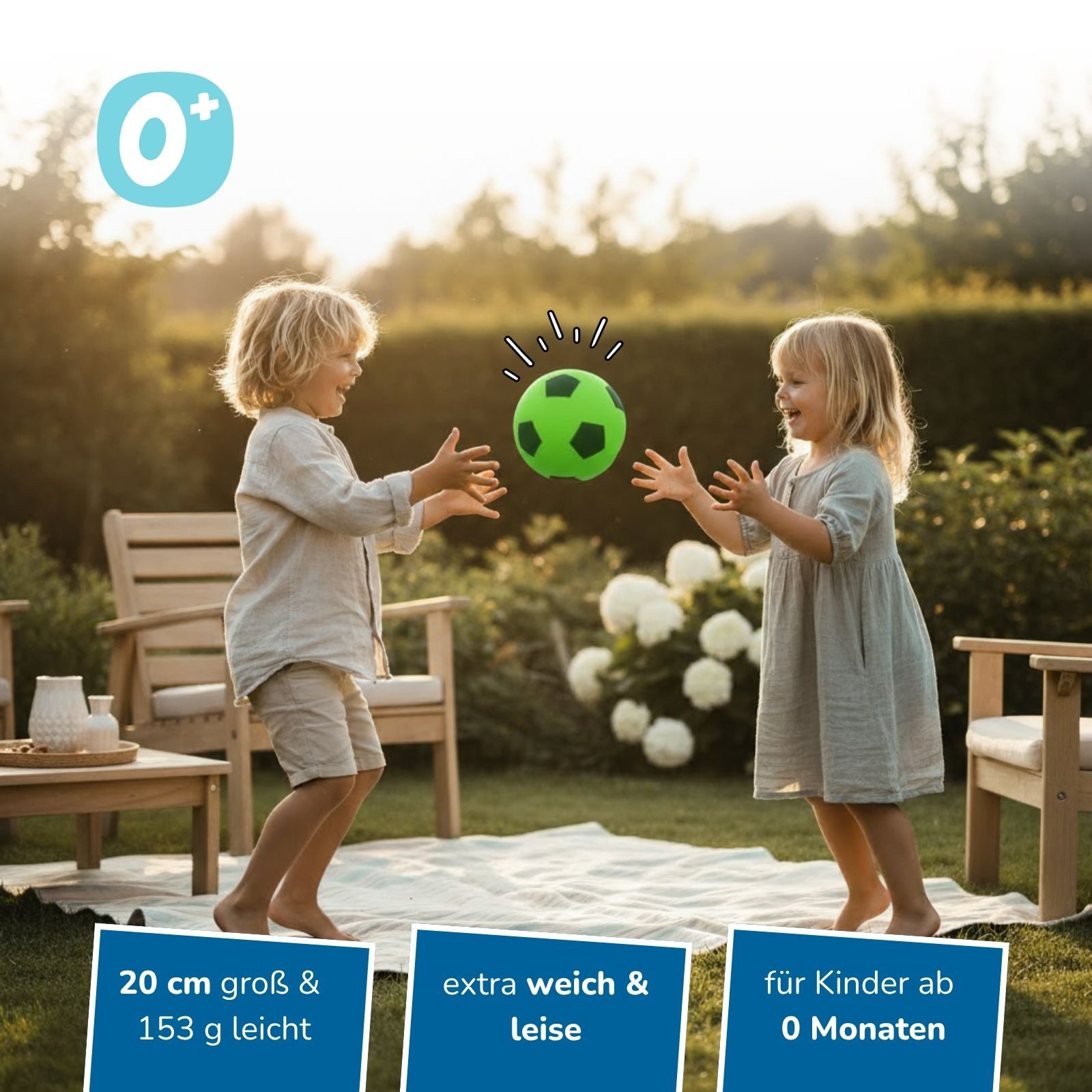 alldoro Softball Schaumstoff-Ball grün Ø 20 cm, weicher Soft-Fußball für Kinder, Sicherer Kinderball für drinnen & draußen, geeignet ab 0 Jahren