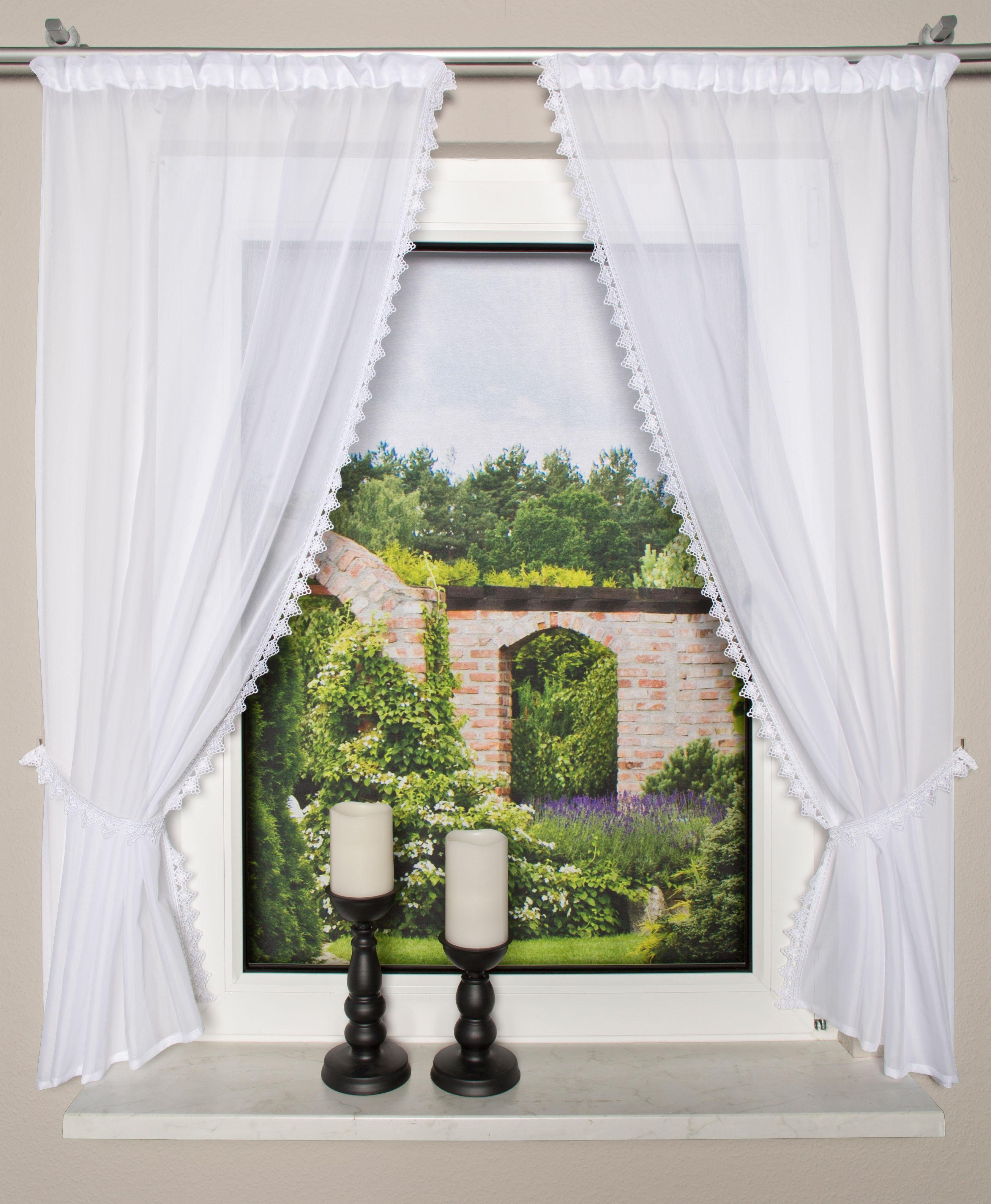 HOME WOHNIDEEN Scheibengardine LEONA (2 St), Kräuselband, halbtransparent, günstig online kaufen