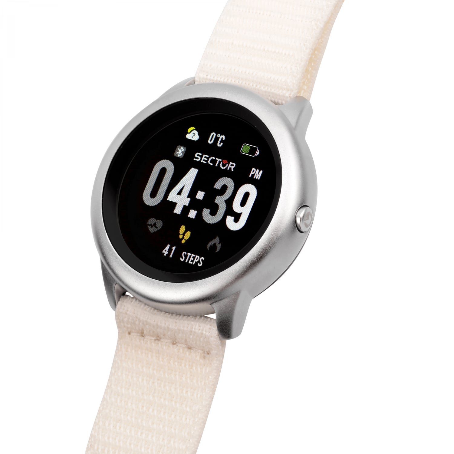 Sector Sector Damen Armbanduhr Analog-Digital Smartwatch (kompatibel ab Android 5.1+ und IOS 8.0), Analog-Digitaluhr, Damen Smartwatch rund, groß (ca. 40mm), Edelstahlarmband weiß, Sport