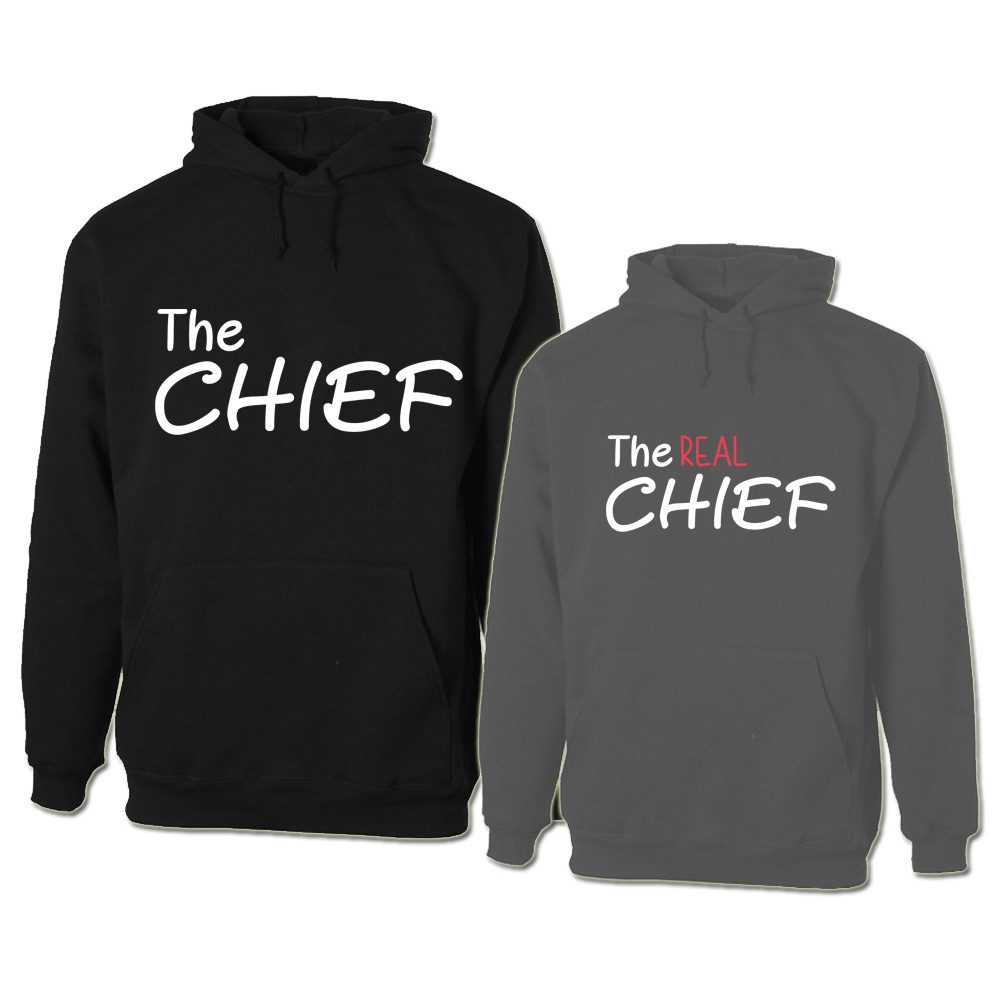 G-graphics Hoodie The Chief & The REAL Chief (Partner- / Paar-Set, Einzelteile zum selbst zusammenstellen) Aufdruck auf der Vorder- oder Rückseiteseite wählbar