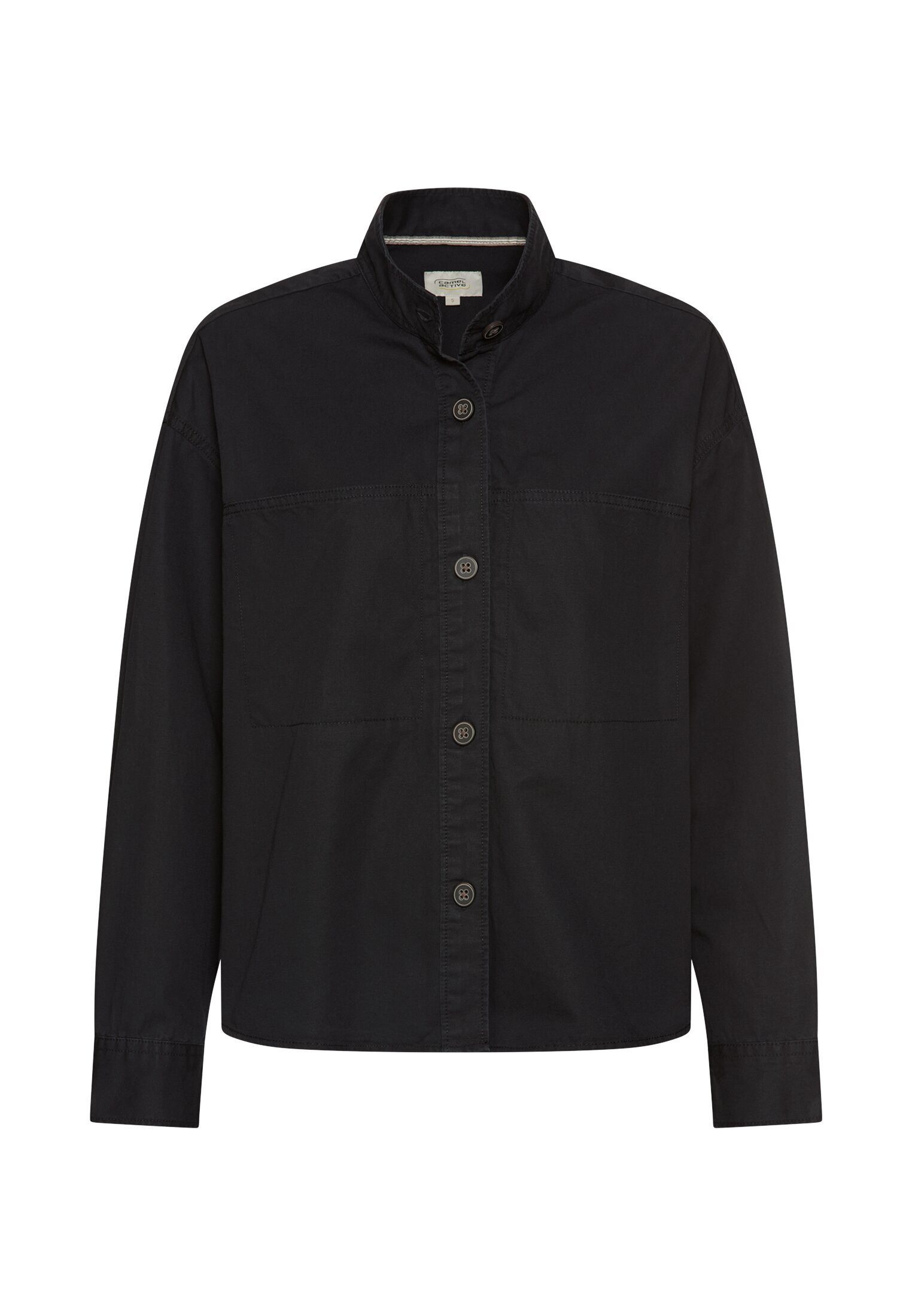 camel active Hemdbluse Langarmbluse mit Stehkragen Langarm unifarben