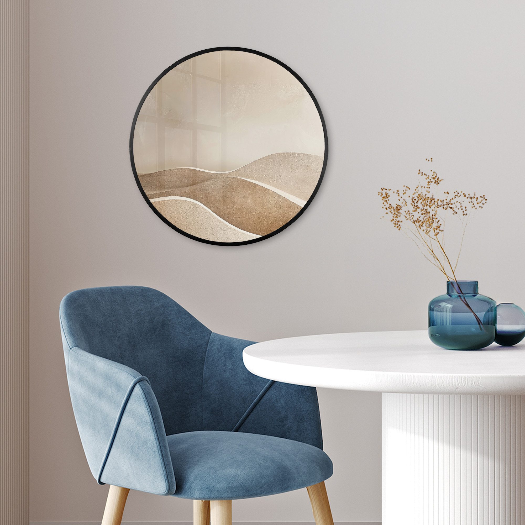 MuchoWow Poster Rund - Beige - Natur - Abstrakt - Modern, (1 St), Runde Wandbilder, Deko für Wohnzimmer und Schlafzimmer, 40x40 cm