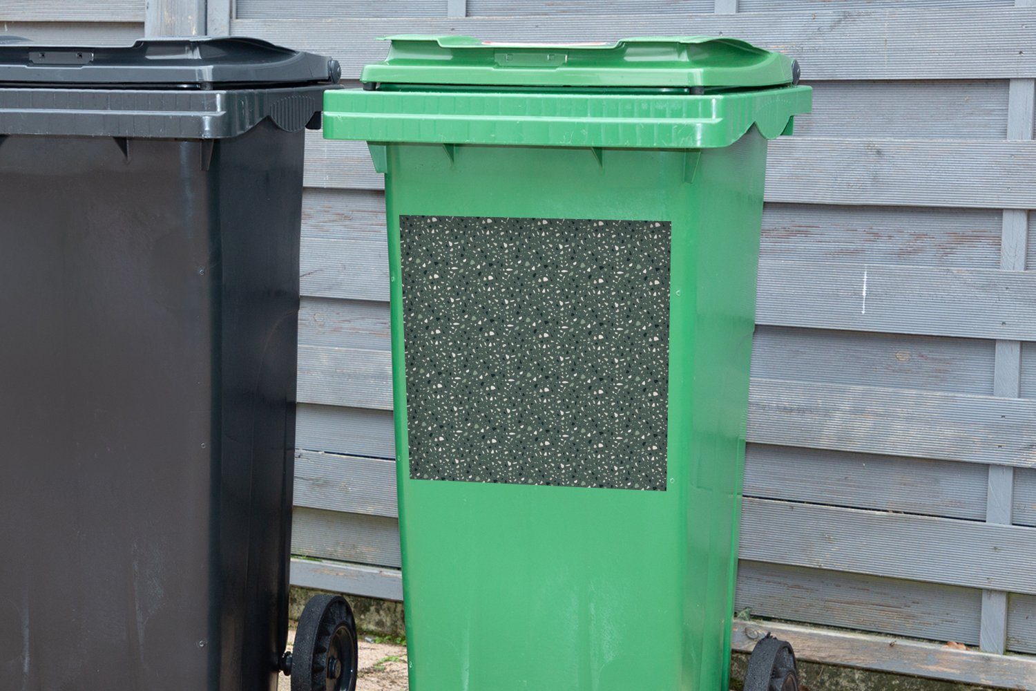 Abfalbehälter St), - Muster Mülltonne, Container, Lehm Mülleimer-aufkleber, MuchoWow - Wandsticker Sticker, (1 Terazzo
