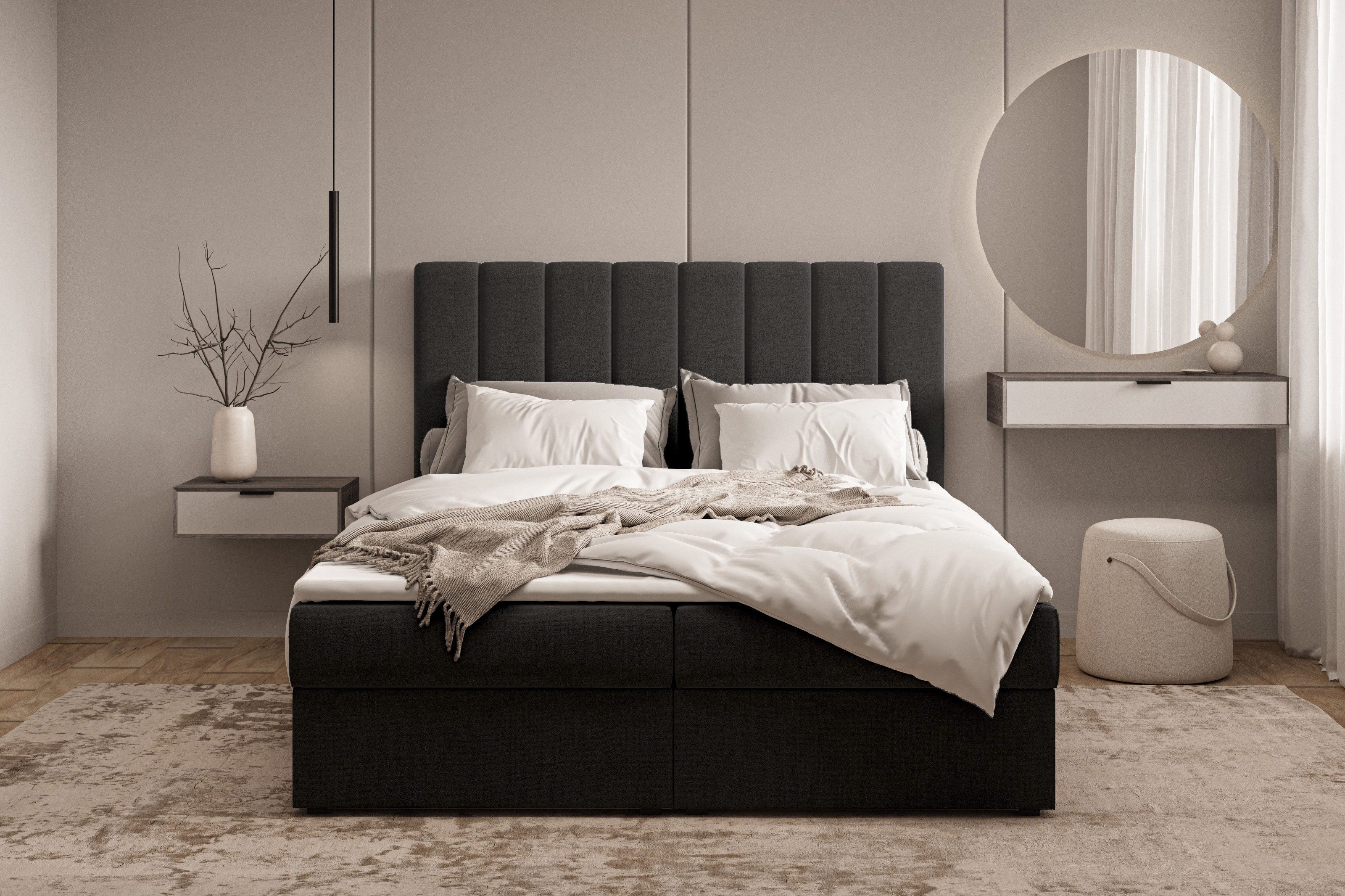 MOEBLO Boxspringbett Bett 01 (Bonell, Topper, Doppelbett gepolstertes Kopft günstig online kaufen