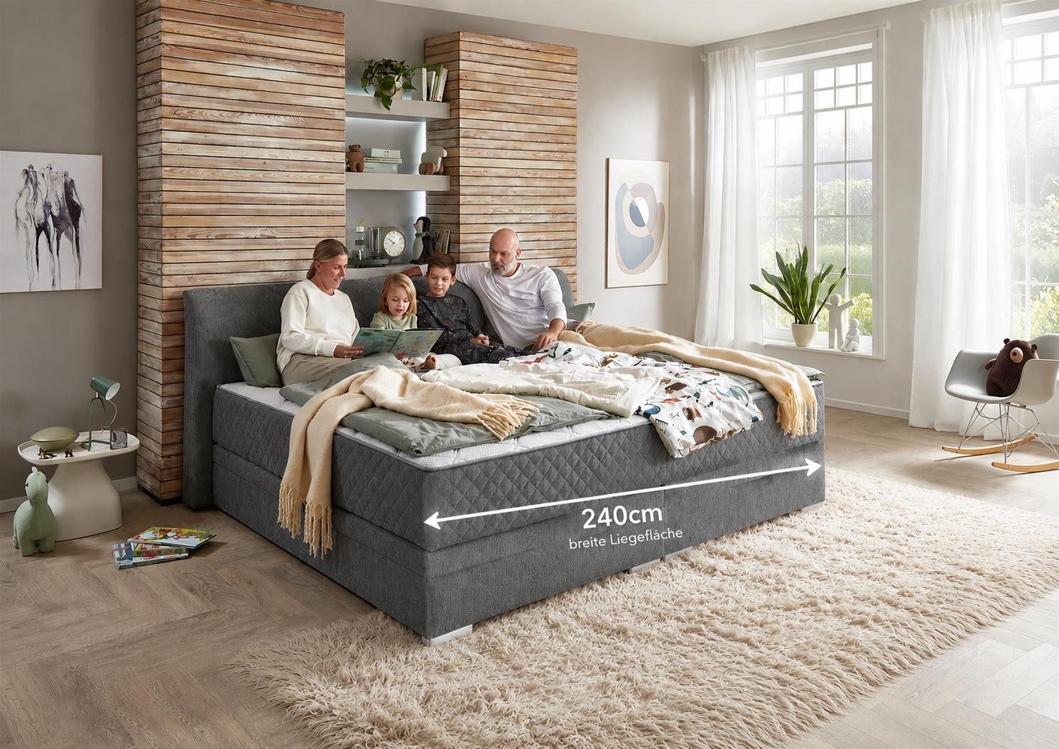 möbelando Boxspringbett SoftNight, inklusive 7-Zonen-TTFK-Matratzen Familienbett 240x200 cm