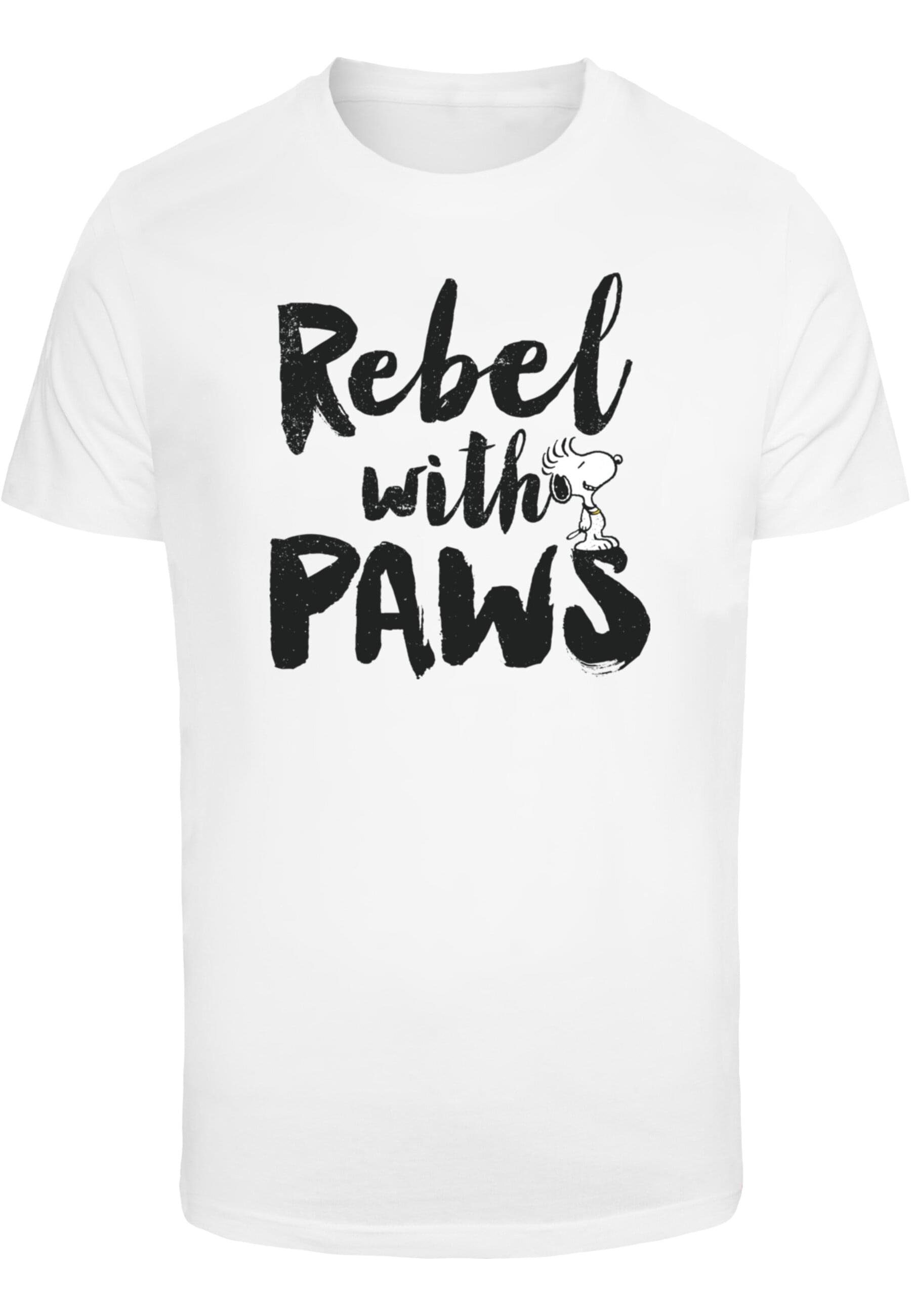 Round with Herren Merchcode paws (1-tlg) T-Shirt white Peanuts Rebel - Neck T-Shirt