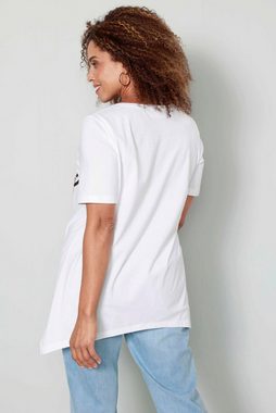 MIAMODA Rundhalsshirt T-Shirt Tücherdruck Zipfelsaum