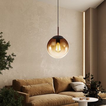 etc-shop Kugelleuchte, Leuchtmittel nicht inklusive, Design Pendel Decken Leuchte Wohn Ess Zimmer Glas Kugel Hänge Lampe